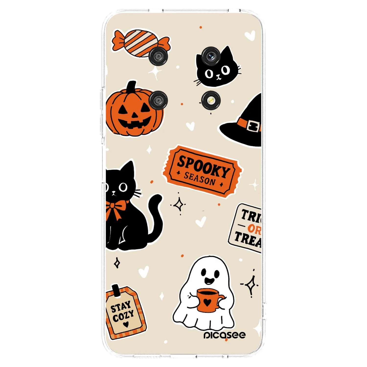 Picasee silikonowe przeźroczyste etui na Honor Magic4 Lite 5G - Halloween stickers