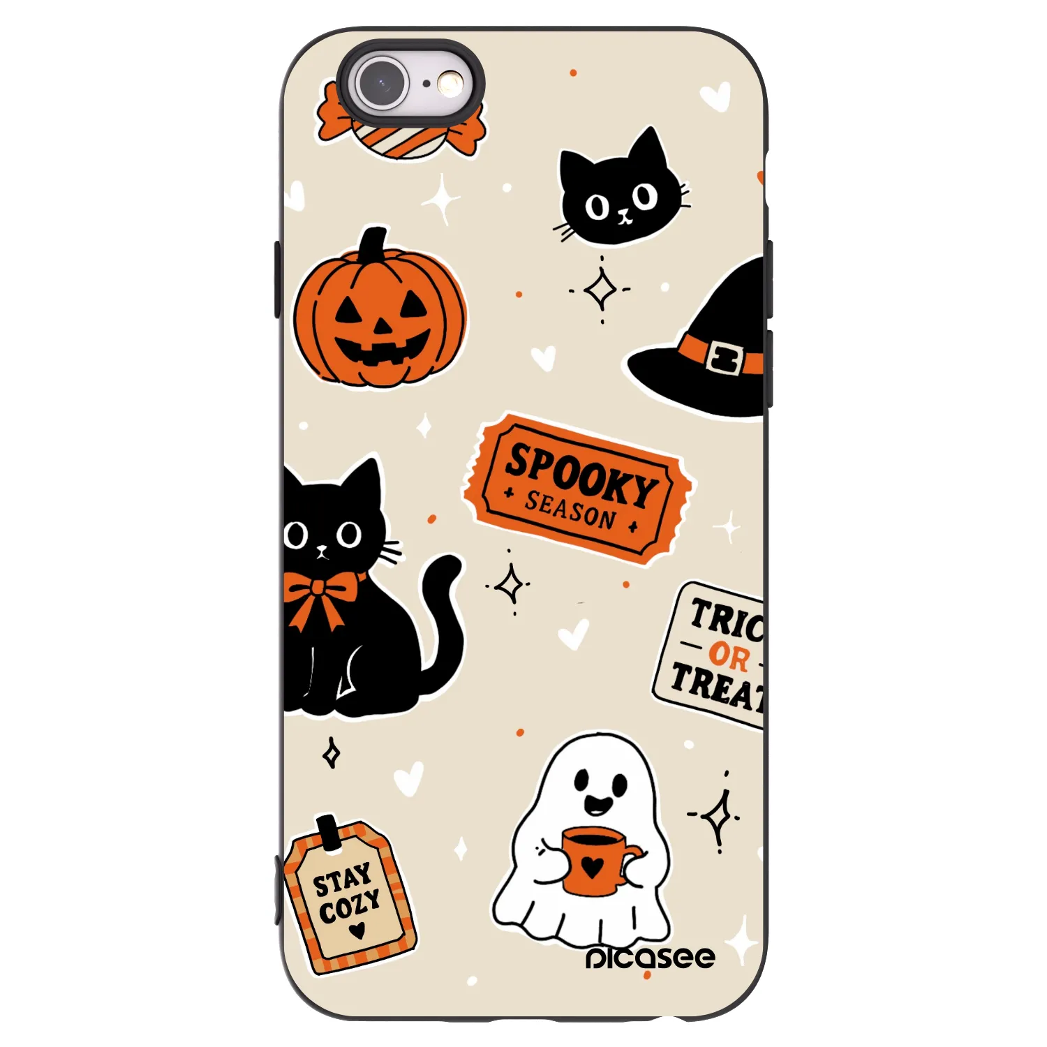 Picasee silikonowe czarne etui na Apple iPhone 6/6S - Halloween stickers