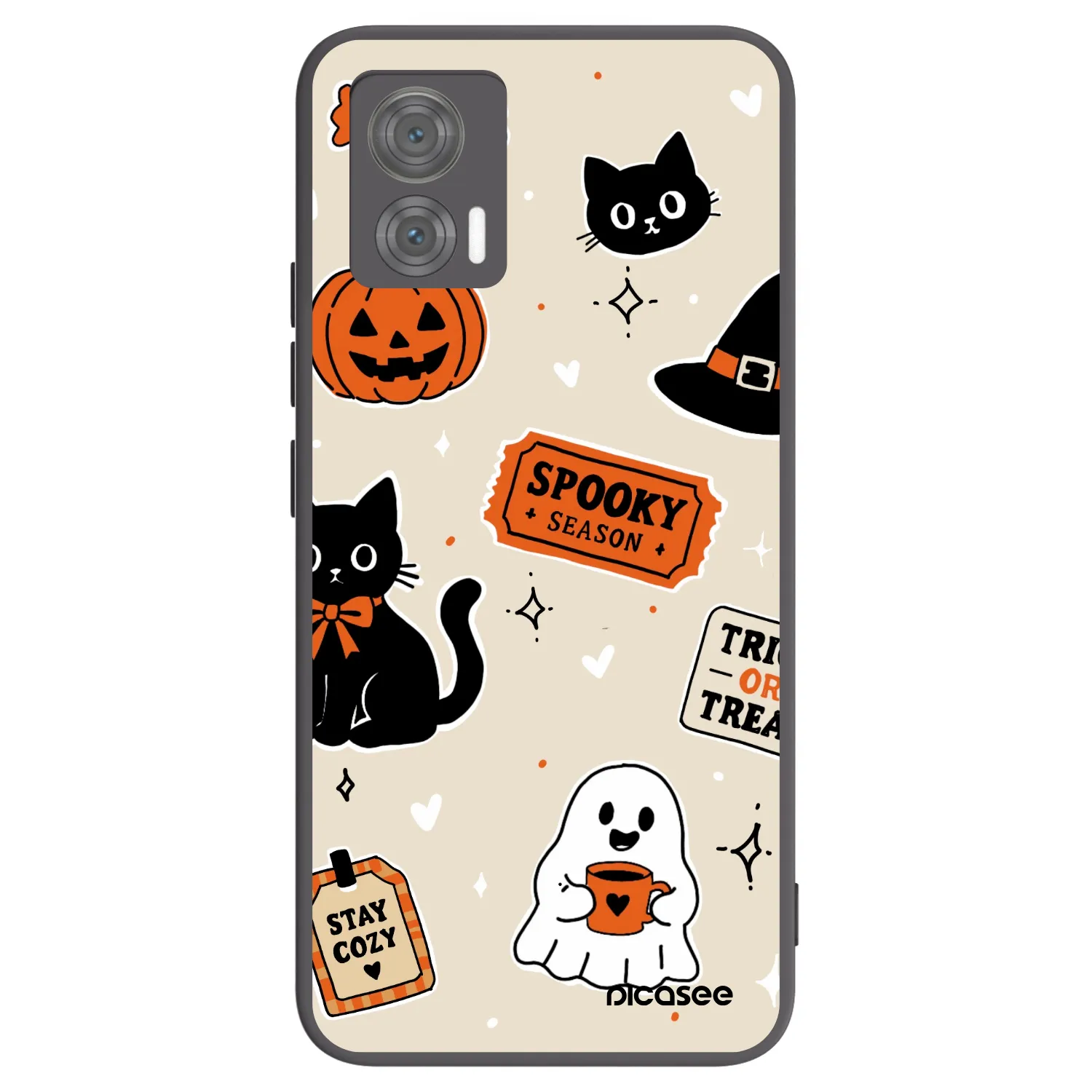Picasee silikonowe czarne etui na Motorola Edge 30 Neo - Halloween stickers