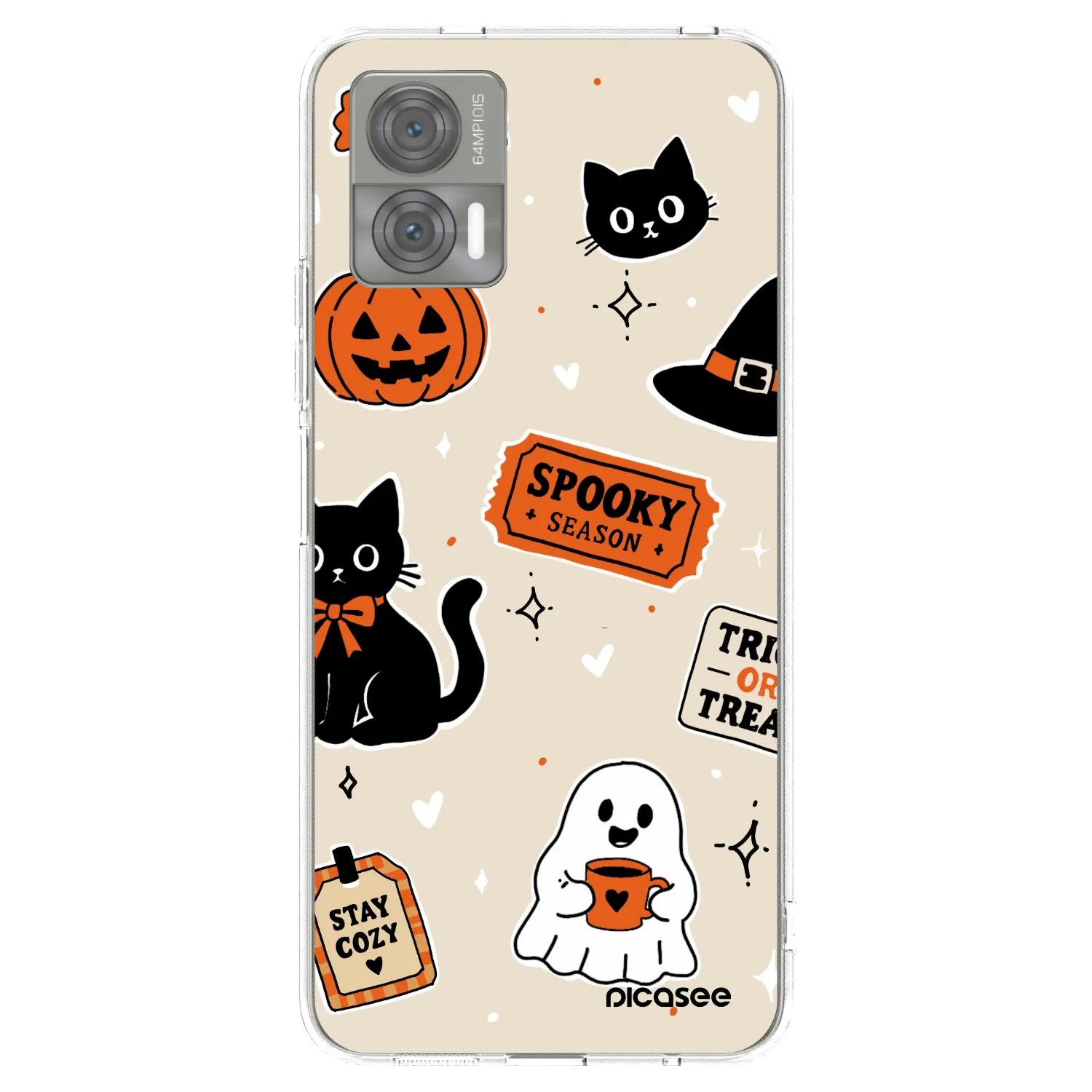 Picasee silikonowe przeźroczyste etui na Motorola Edge 30 Neo - Halloween stickers