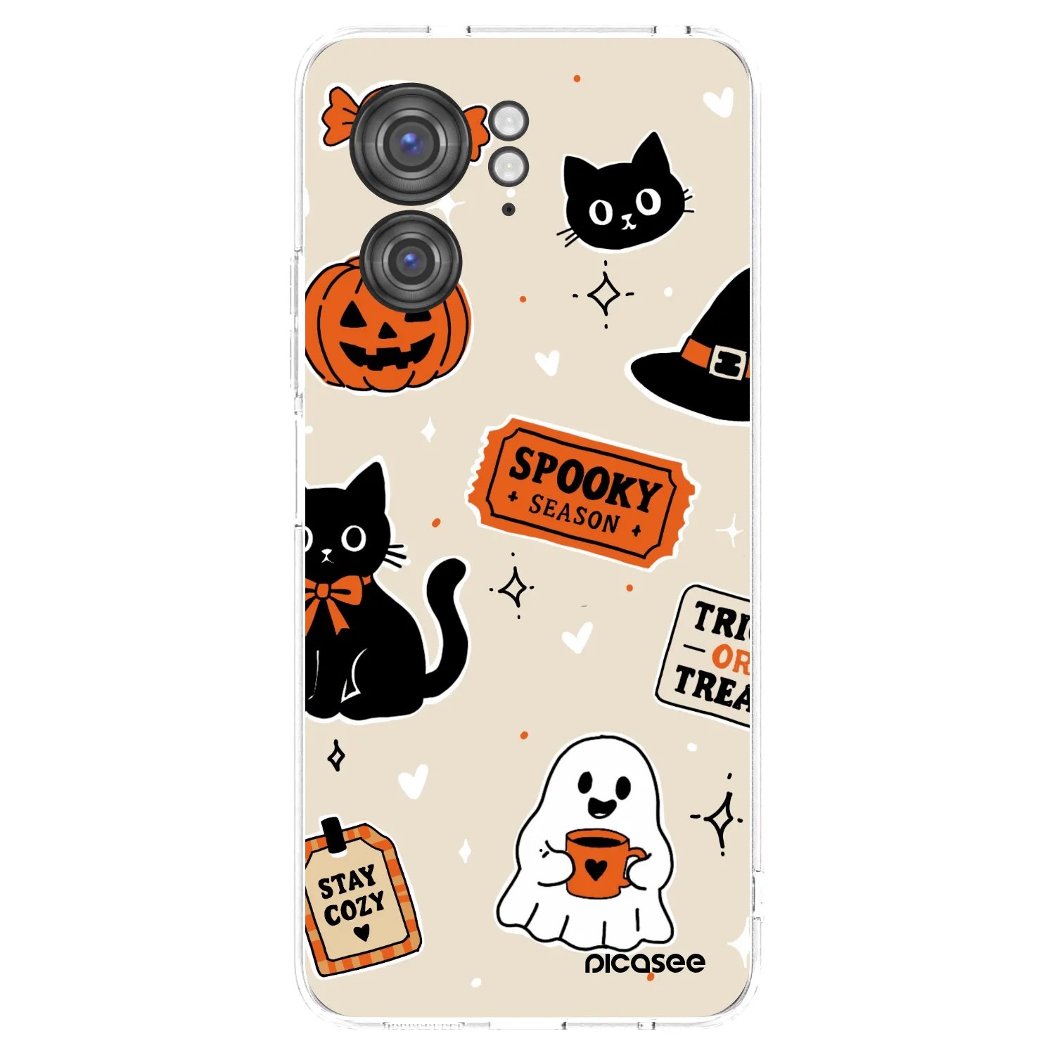 Picasee silikonowe przeźroczyste etui na Motorola Edge 40 - Halloween stickers