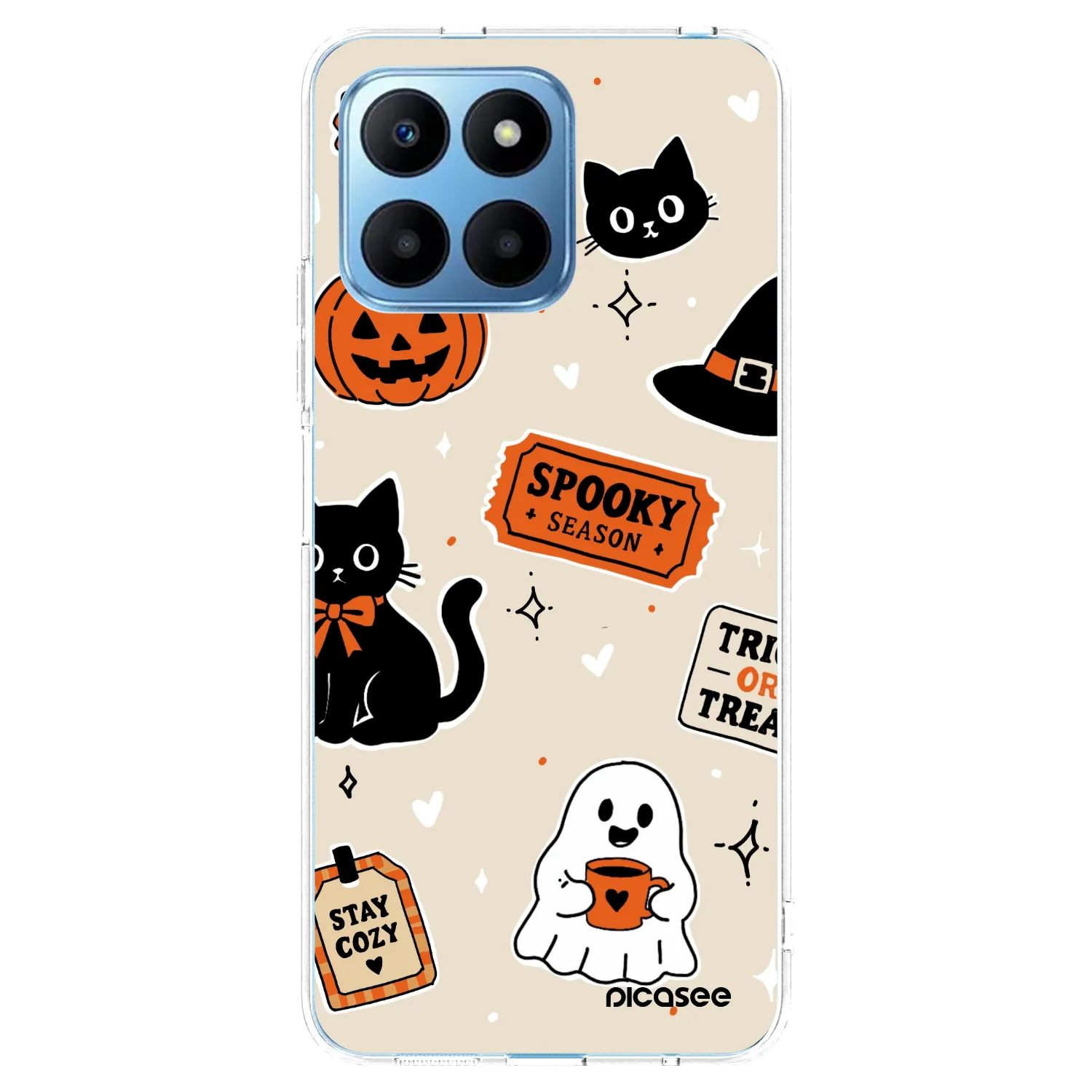 Picasee silikonowe przeźroczyste etui na Honor 70 Lite - Halloween stickers