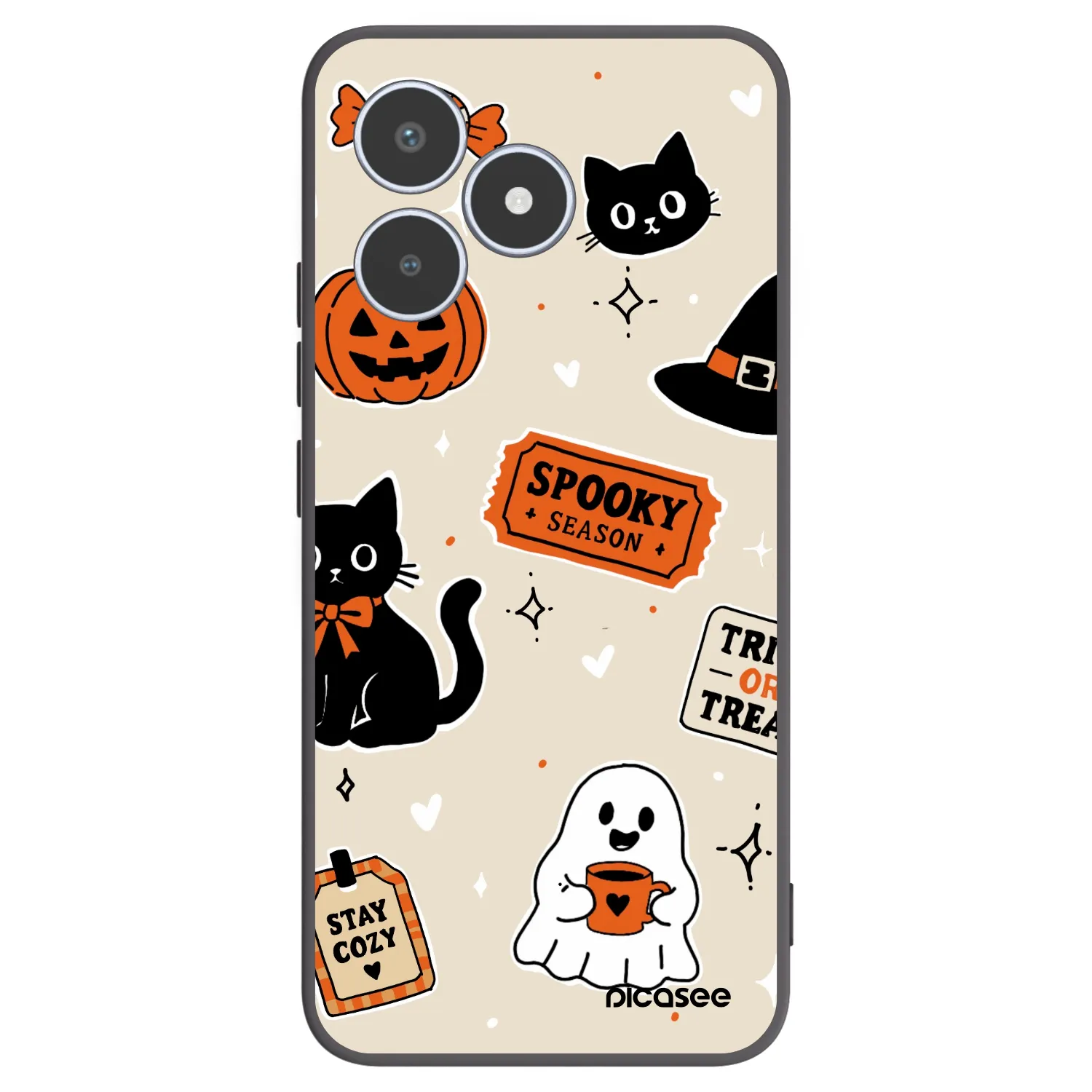 Picasee silikonowe czarne etui na Realme C53 - Halloween stickers