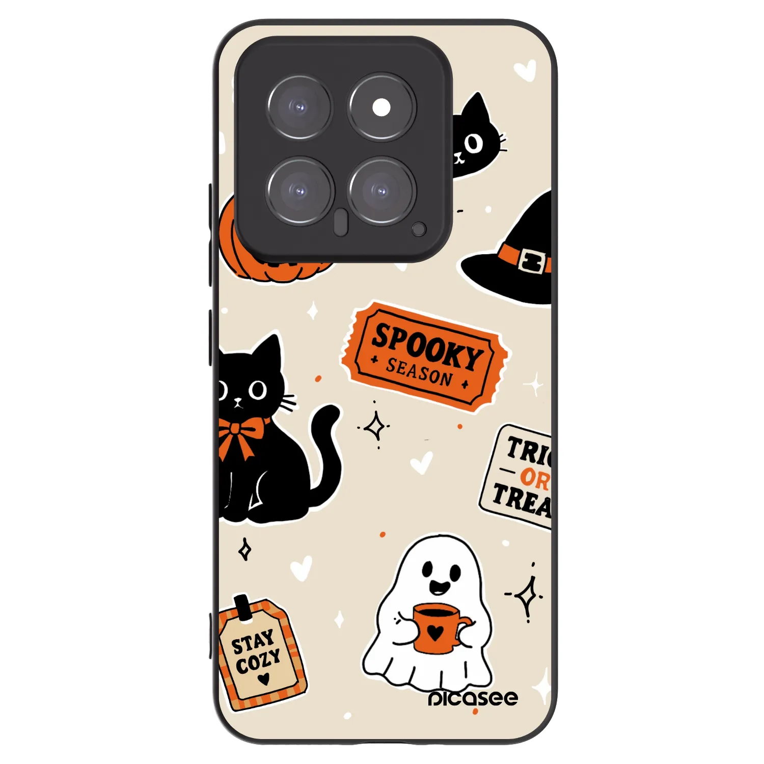 Picasee silikonowe czarne etui na Xiaomi 14 - Halloween stickers