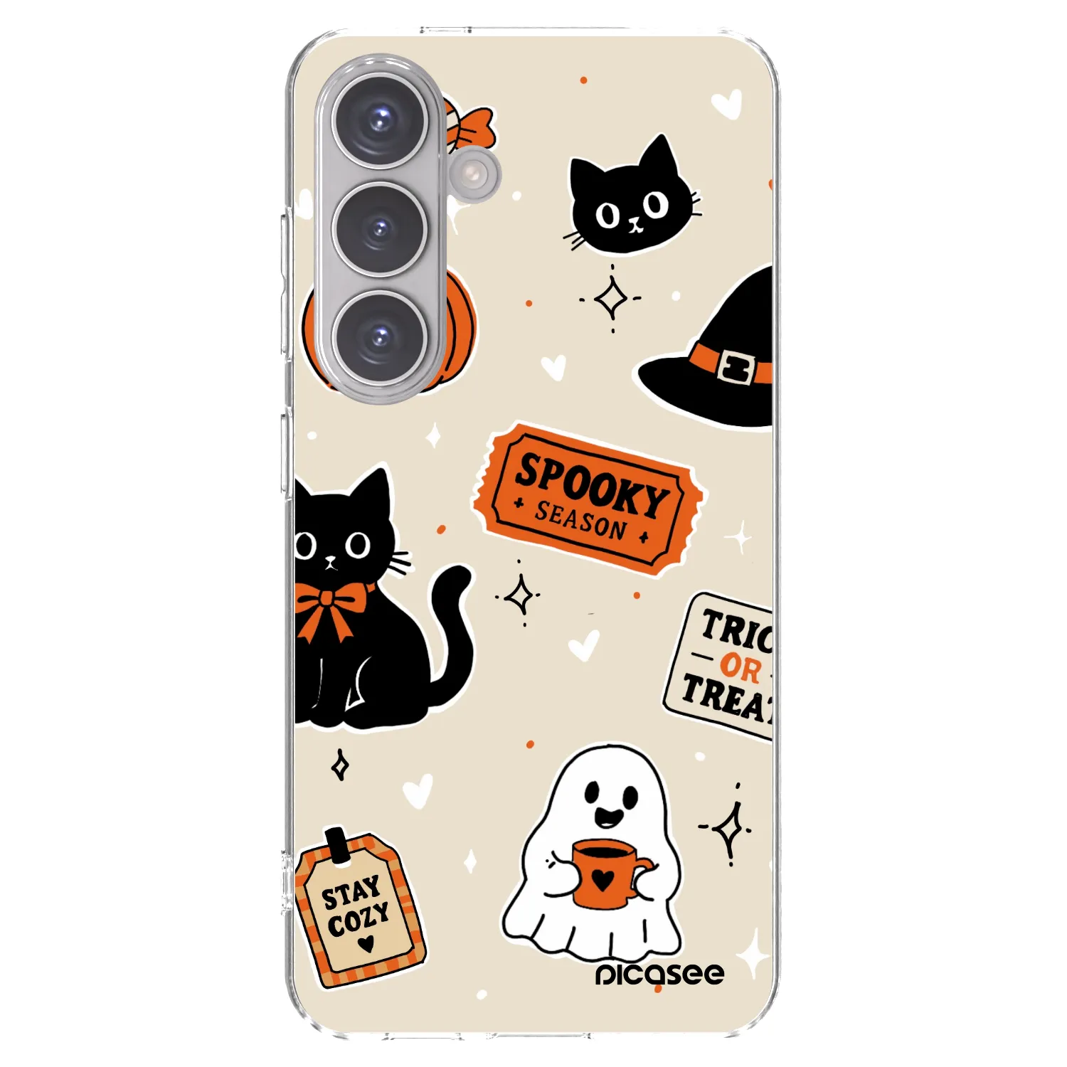 Picasee silikonowe przeźroczyste etui na Samsung Galaxy S24 S921B 5G - Halloween stickers