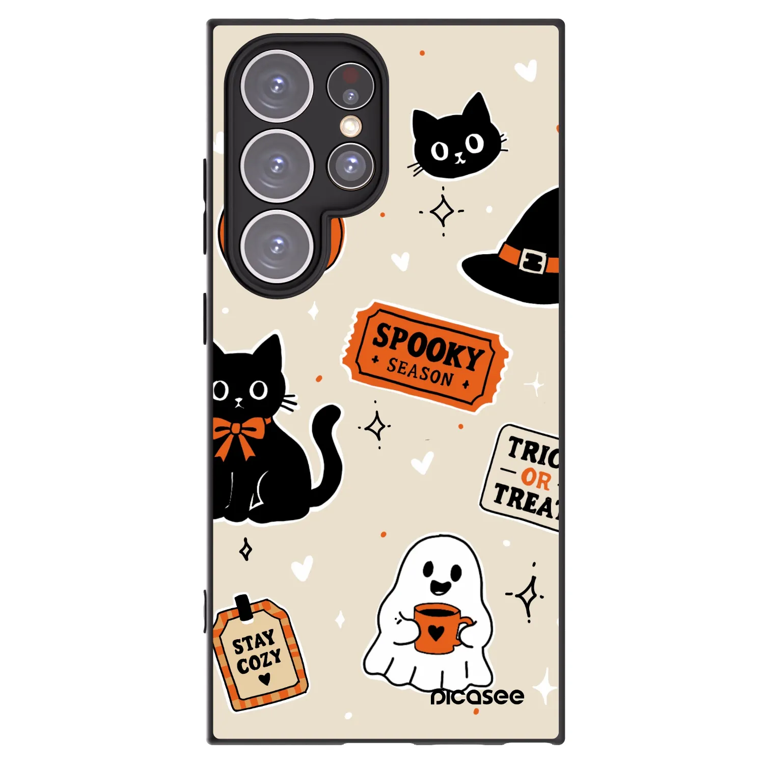 Picasee silikonowe czarne etui na Samsung Galaxy S24 Ultra S928B 5G - Halloween stickers