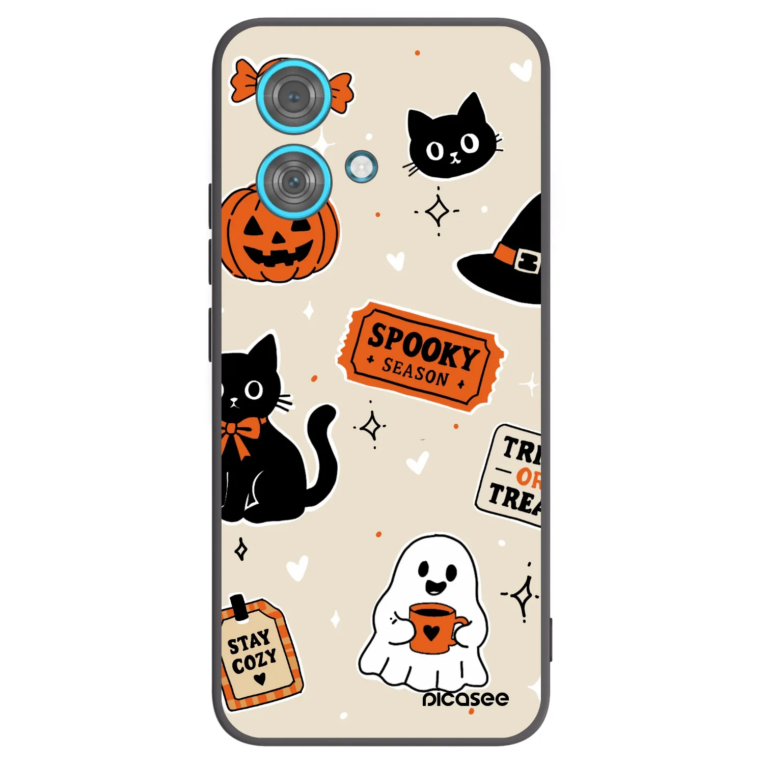 Picasee silikonowe czarne etui na Motorola Edge 40 Neo - Halloween stickers
