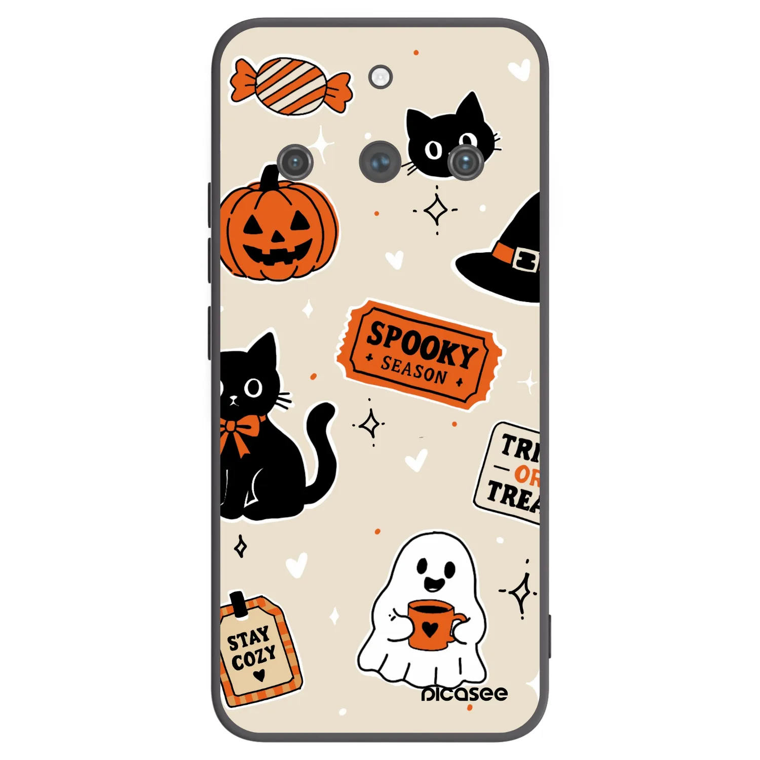 Picasee silikonowe czarne etui na Realme 11 Pro+ - Halloween stickers