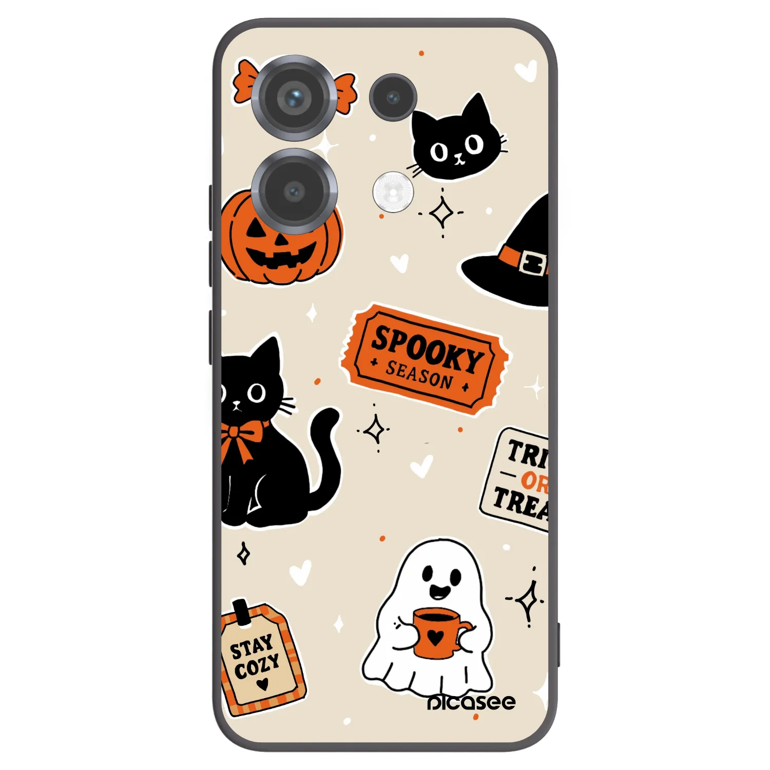 Picasee silikonowe czarne etui na Xiaomi Poco X6 - Halloween stickers