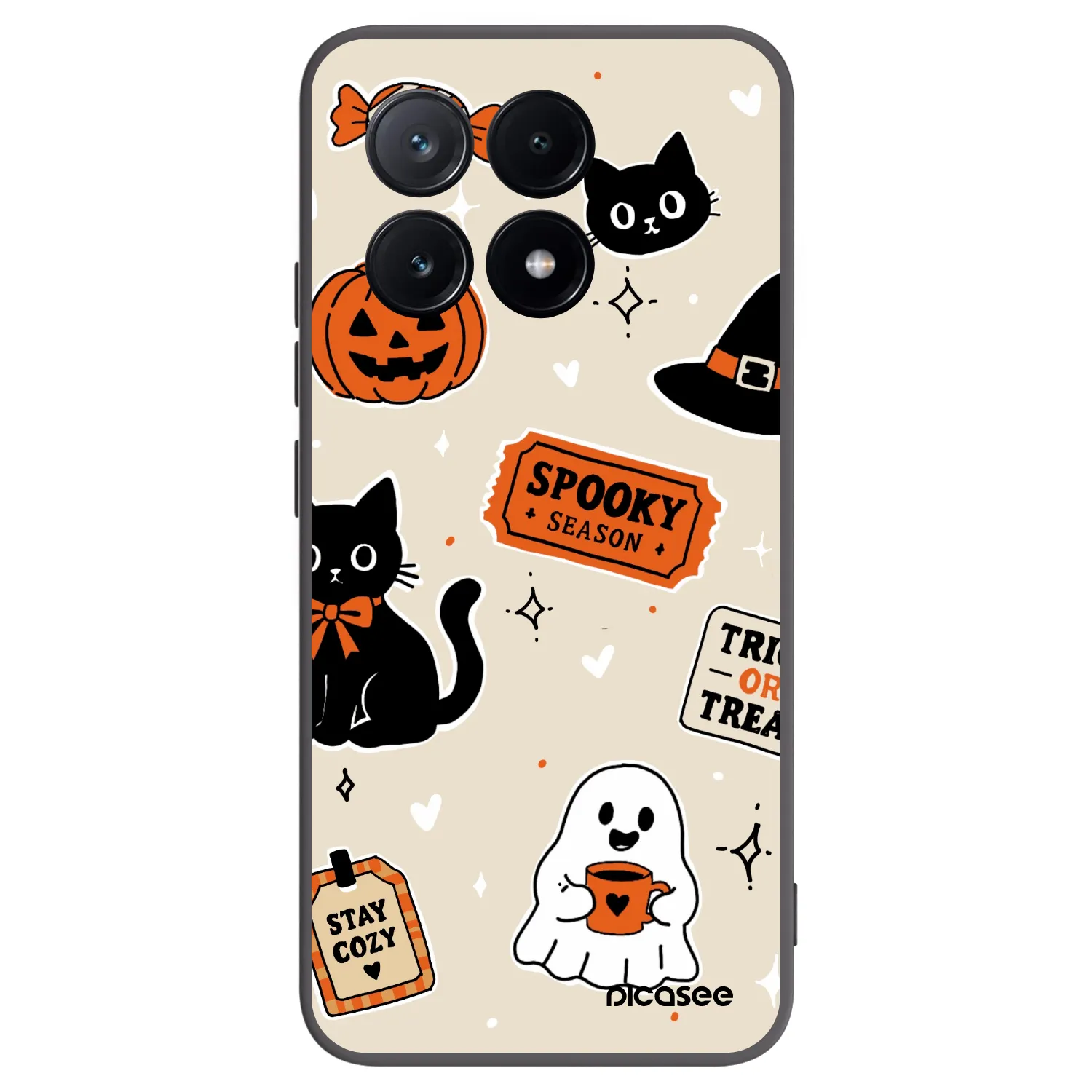 Picasee silikonowe czarne etui na Xiaomi Poco X6 Pro - Halloween stickers