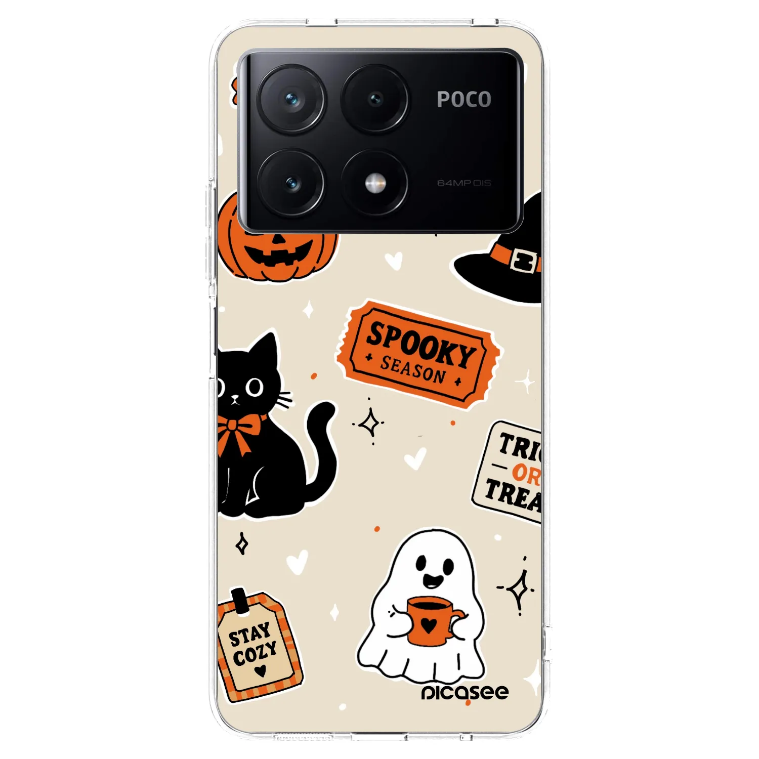Picasee silikonowe przeźroczyste etui na Xiaomi Poco X6 Pro - Halloween stickers