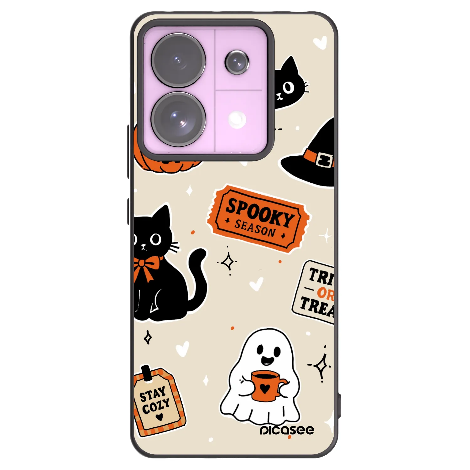 Picasee silikonowe czarne etui na Xiaomi Redmi Note 13 Pro 5G - Halloween stickers