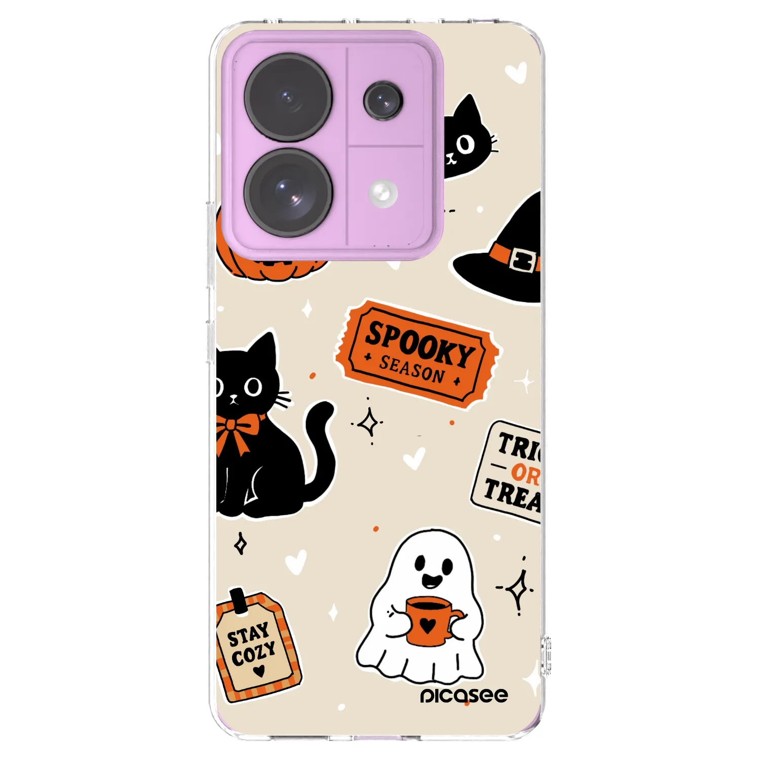 Picasee silikonowe przeźroczyste etui na Xiaomi Redmi Note 13 Pro 5G - Halloween stickers