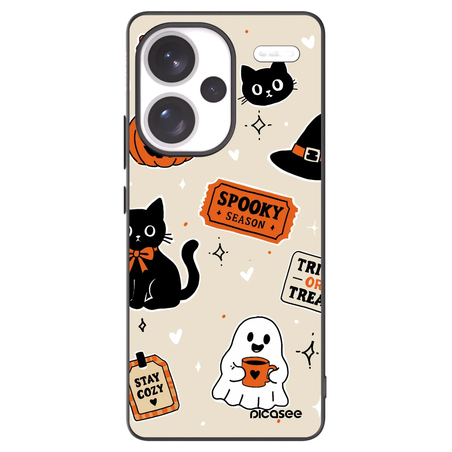 Picasee silikonowe czarne etui na Xiaomi Redmi Note 13 Pro+ 5G - Halloween stickers
