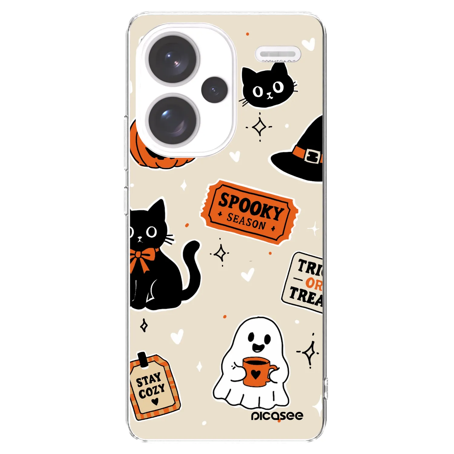 Picasee silikonowe przeźroczyste etui na Xiaomi Redmi Note 13 Pro+ 5G - Halloween stickers