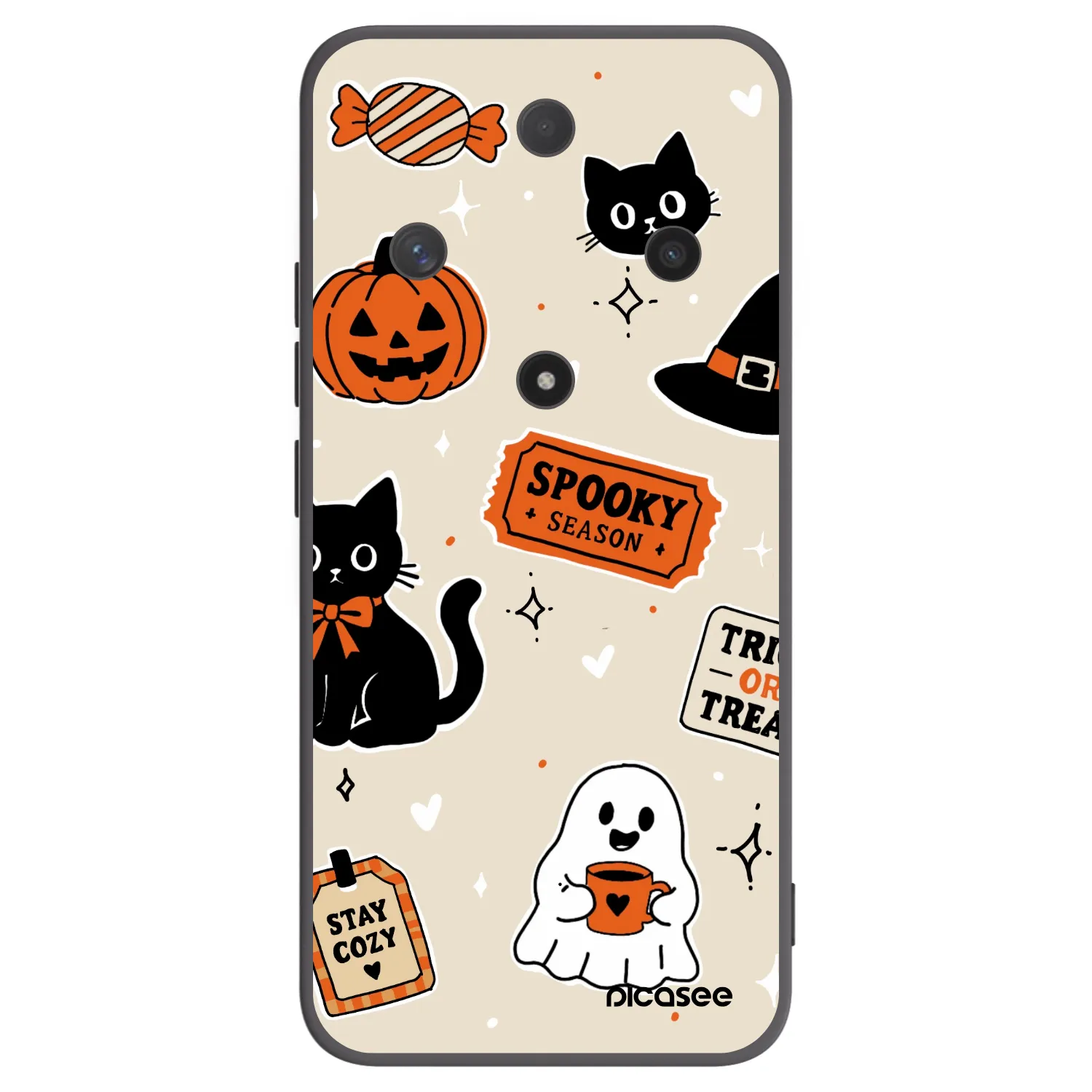 Picasee silikonowe czarne etui na Honor Magic6 Lite 5G - Halloween stickers