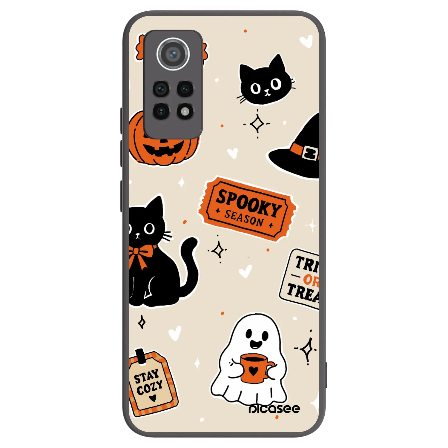 Picasee silikonowe czarne etui na Xiaomi Redmi Note 12 Pro 4G - Halloween stickers