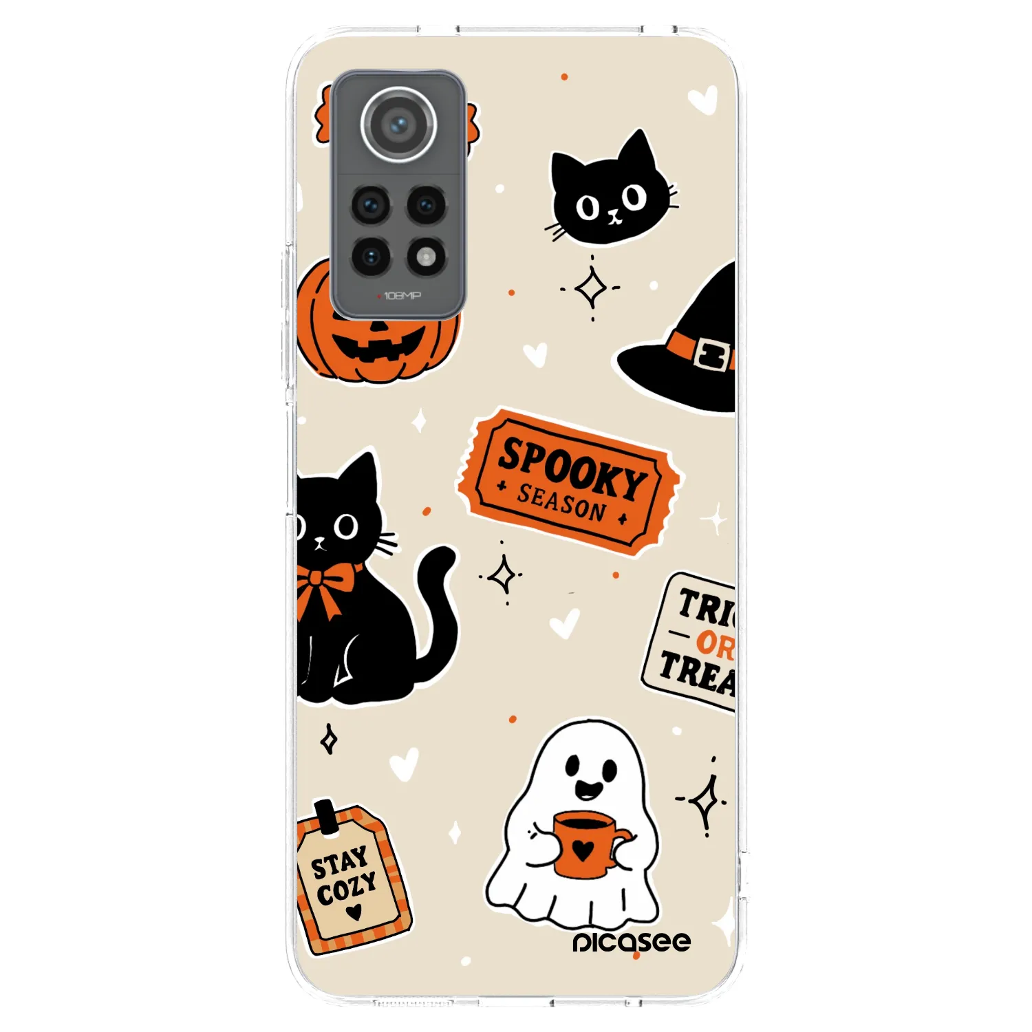 Picasee silikonowe przeźroczyste etui na Xiaomi Redmi Note 12 Pro 4G - Halloween stickers