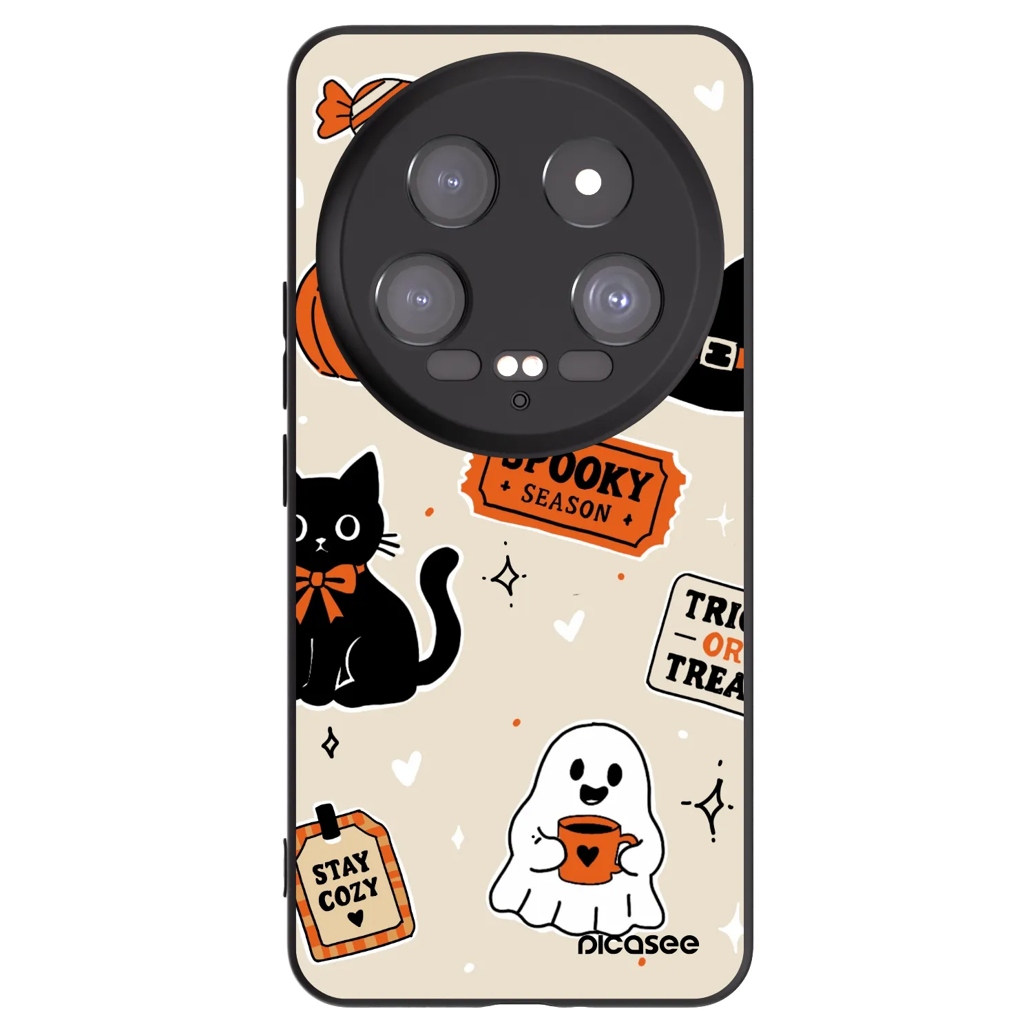 Picasee silikonowe czarne etui na Xiaomi 14 Ultra - Halloween stickers