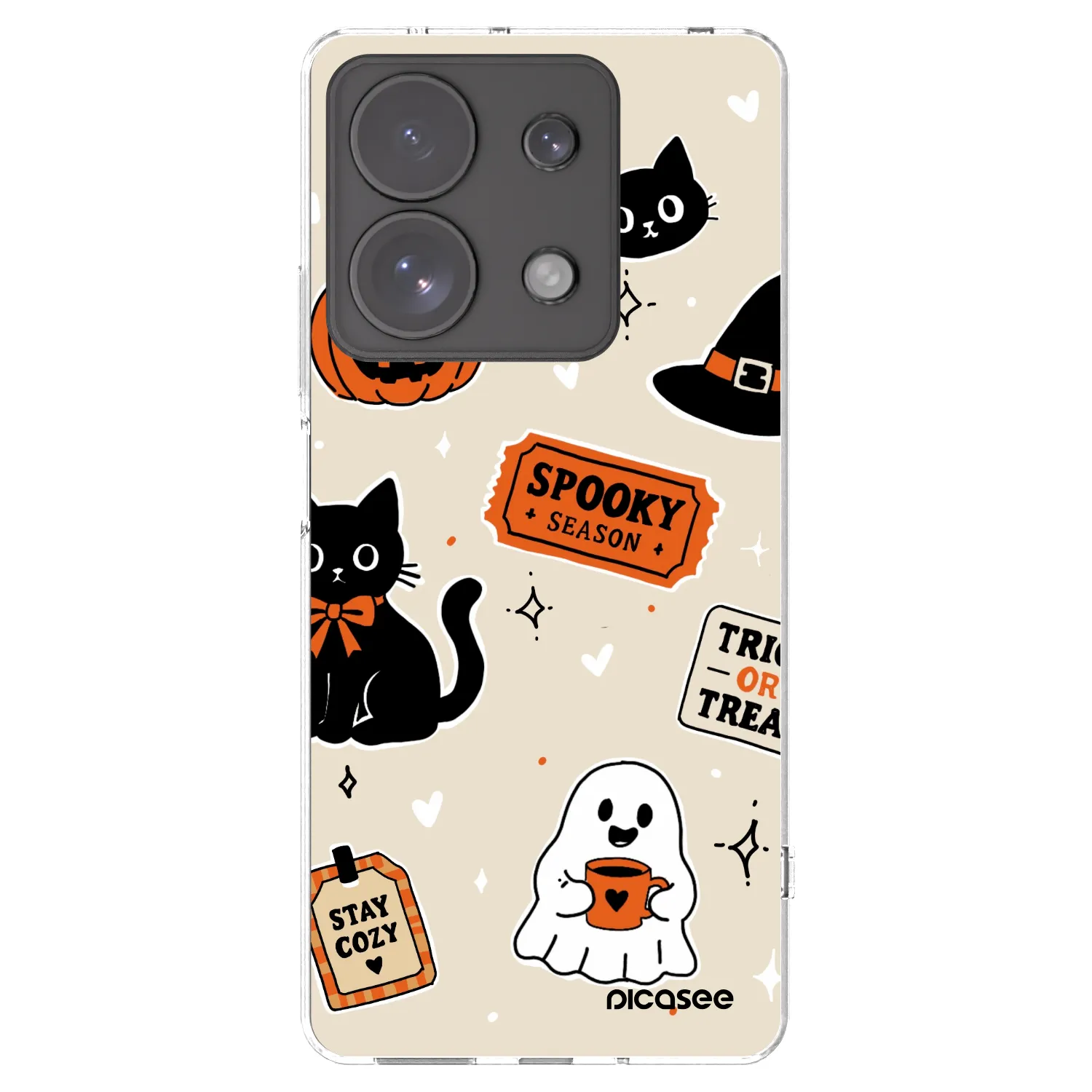 Picasee silikonowe przeźroczyste etui na Xiaomi Redmi Note 13 Pro 4G - Halloween stickers