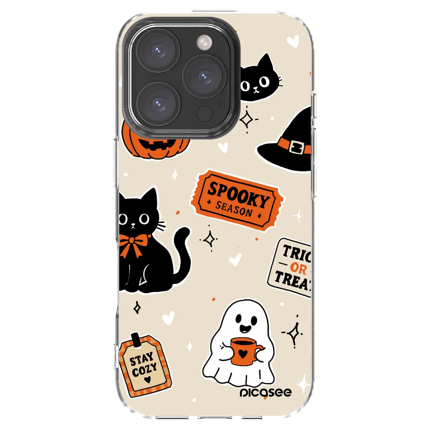 Picasee silikonowe przeźroczyste etui na Apple iPhone 16 Pro - Halloween stickers