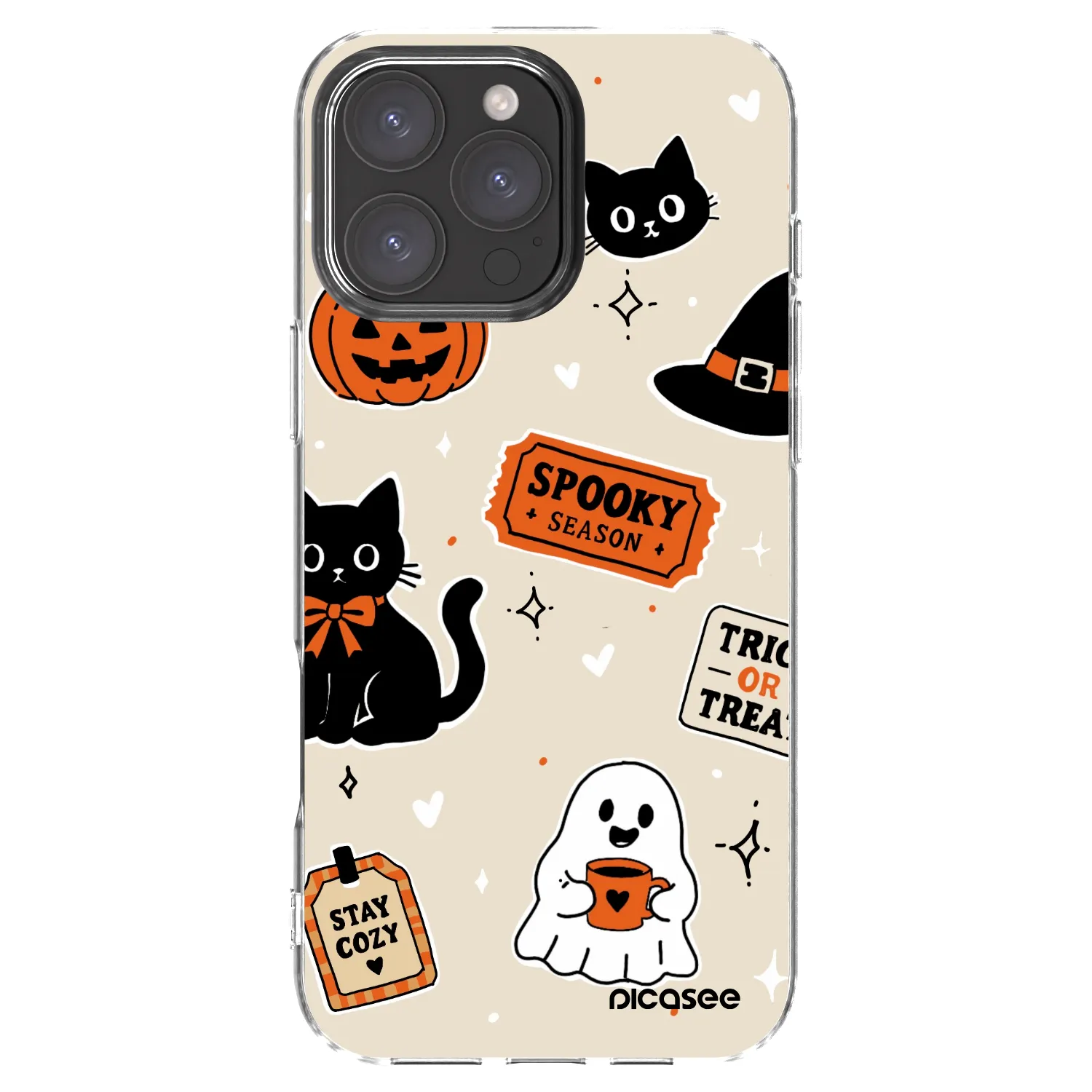 Picasee silikonowe przeźroczyste etui na Apple iPhone 16 Pro Max - Halloween stickers