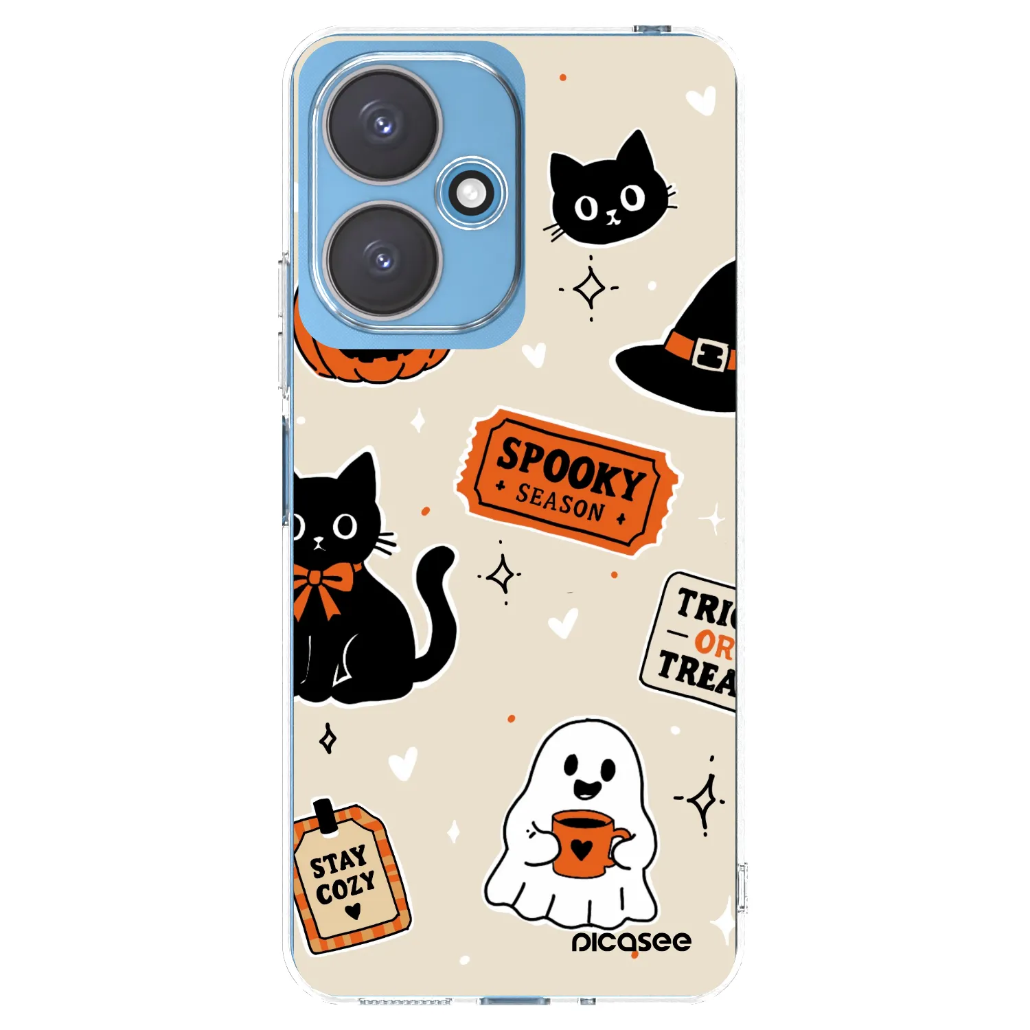 Picasee silikonowe przeźroczyste etui na Xiaomi Redmi 13C 5G - Halloween stickers