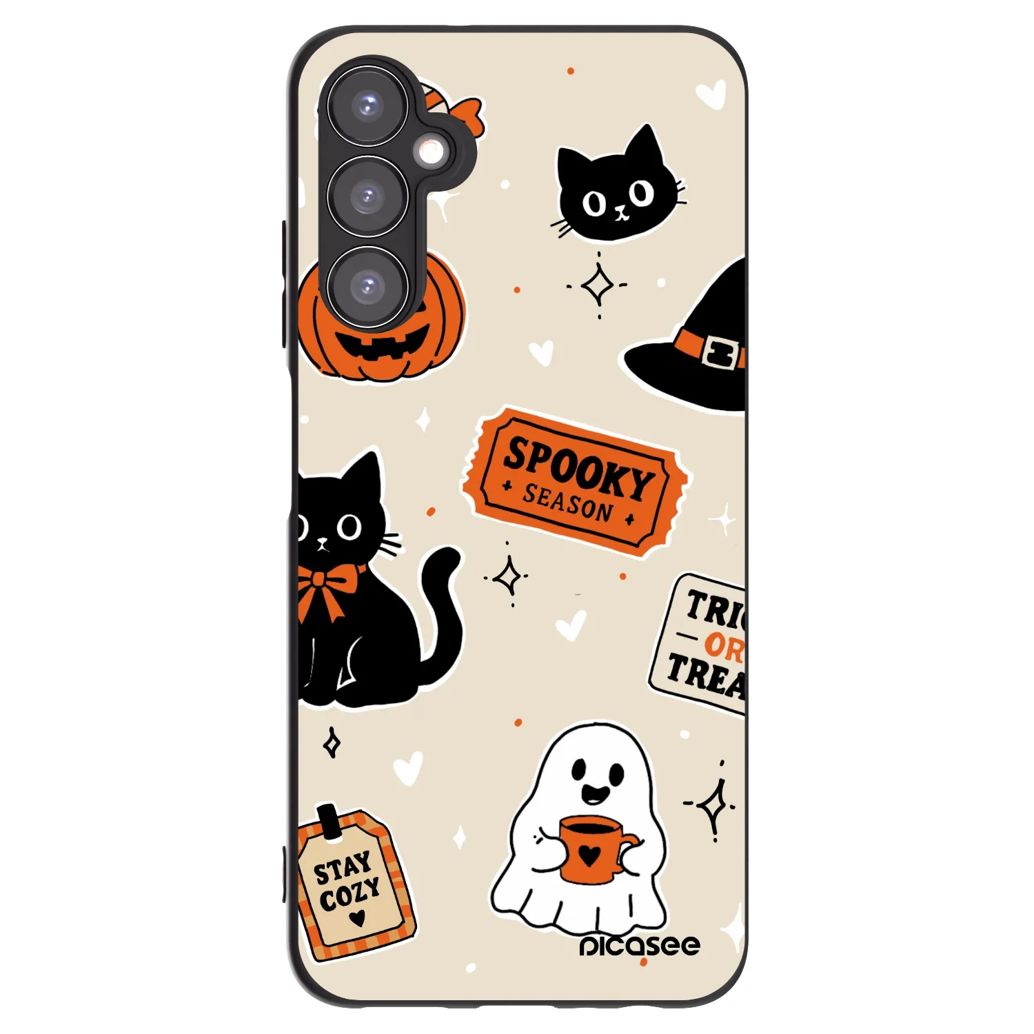 Picasee silikonowe czarne etui na Samsung Galaxy A05s A057G - Halloween stickers