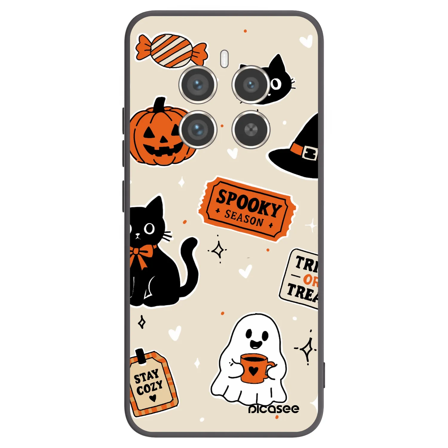 Picasee silikonowe czarne etui na Realme 12 Pro 5G - Halloween stickers