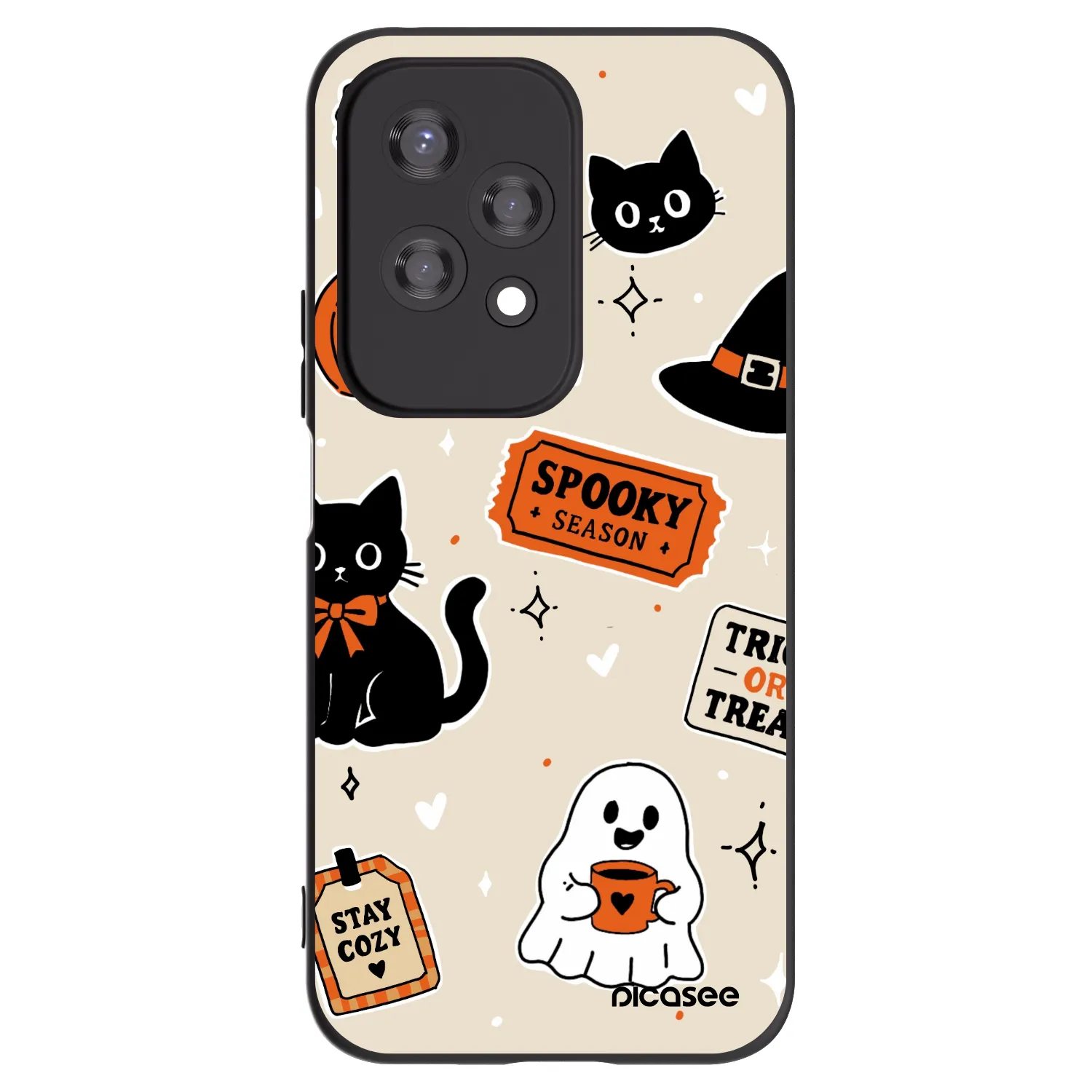 Picasee silikonowe czarne etui na Honor 200 Lite - Halloween stickers