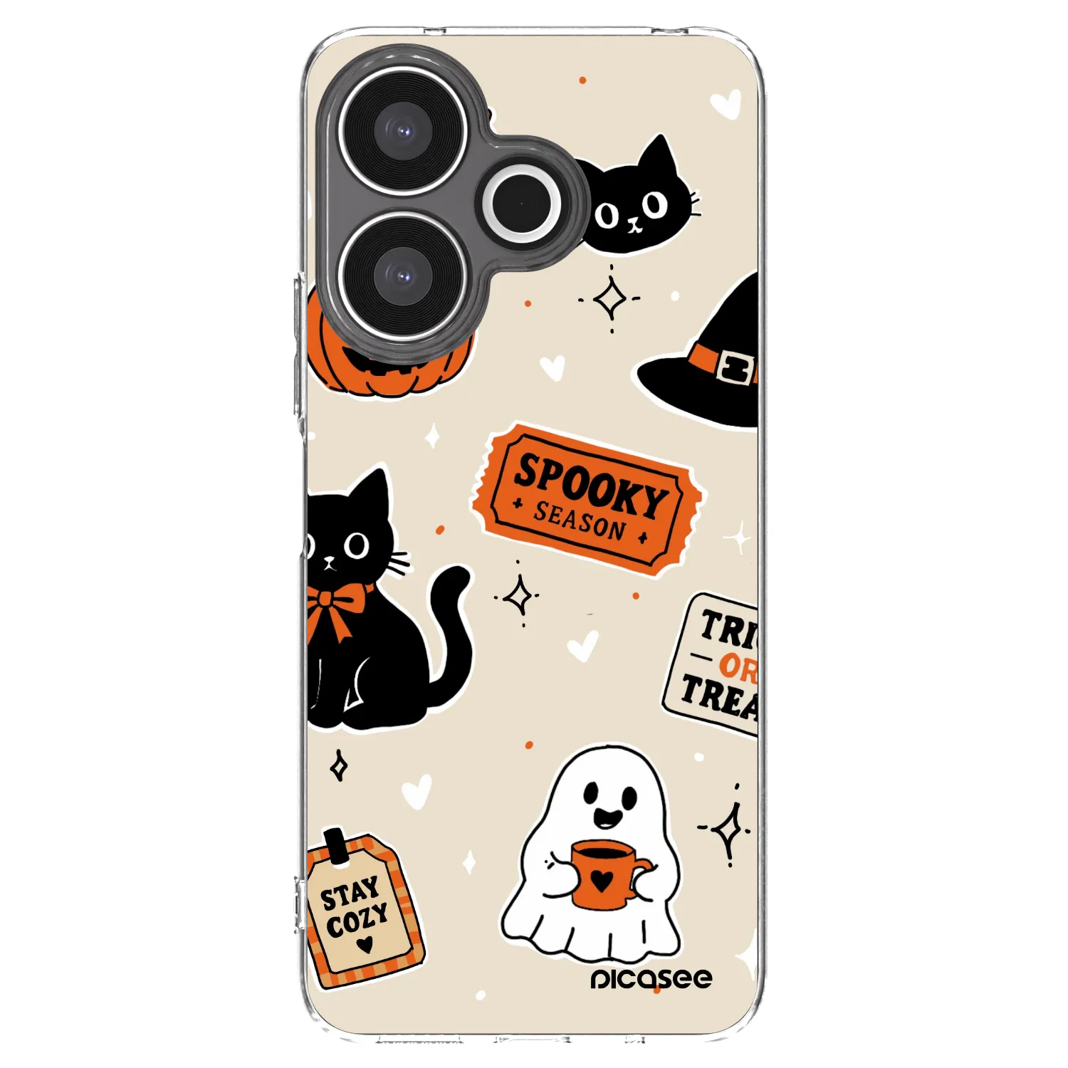 Picasee silikonowe przeźroczyste etui na Xiaomi Redmi 13 4G - Halloween stickers