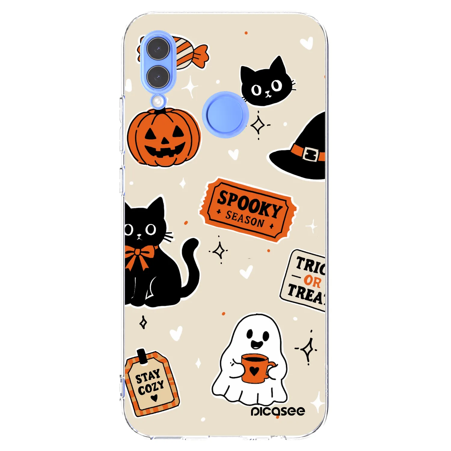 Picasee silikonowe przeźroczyste etui na Honor 10 Lite - Halloween stickers