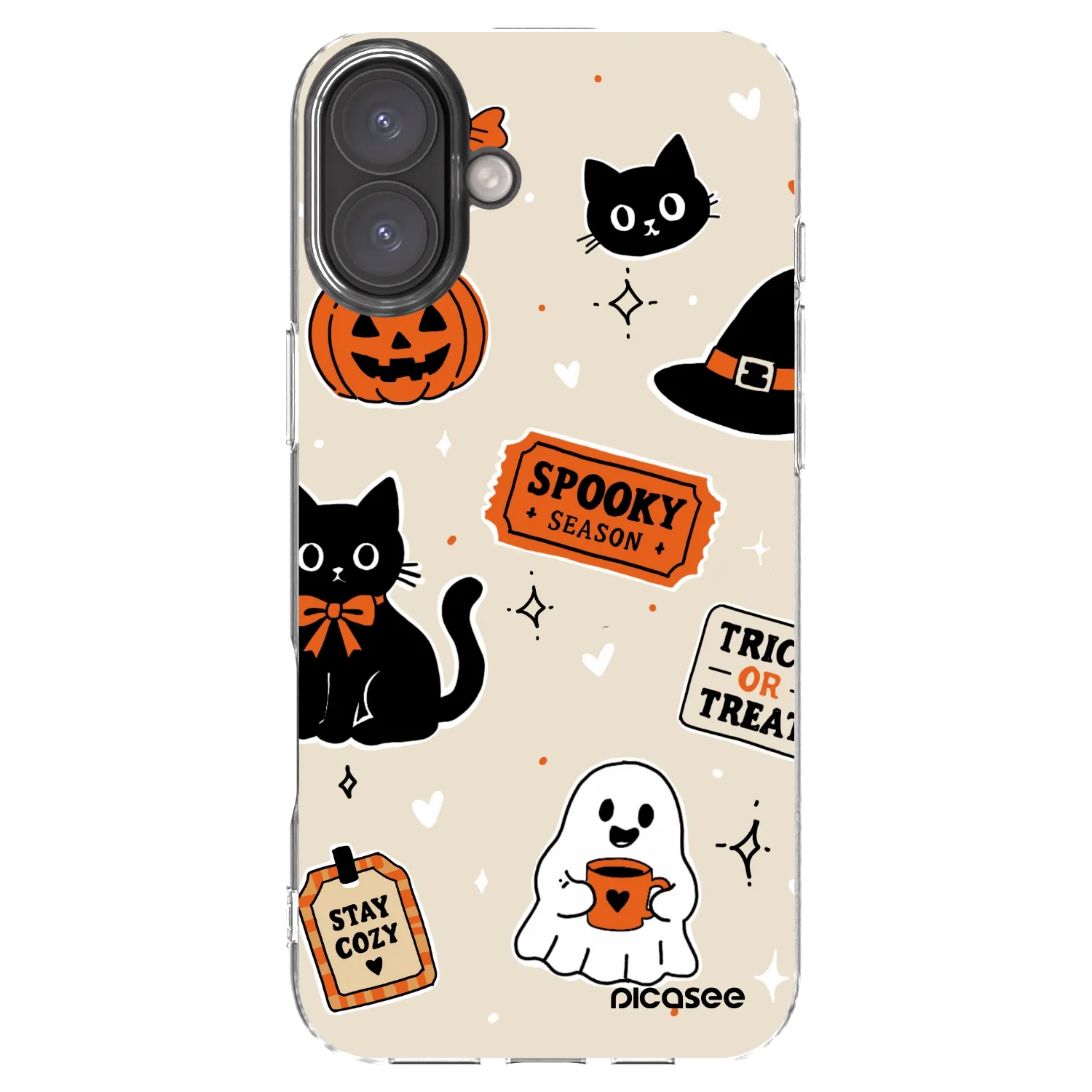 Picasee silikonowe przeźroczyste etui na Apple iPhone 16 Plus - Halloween stickers