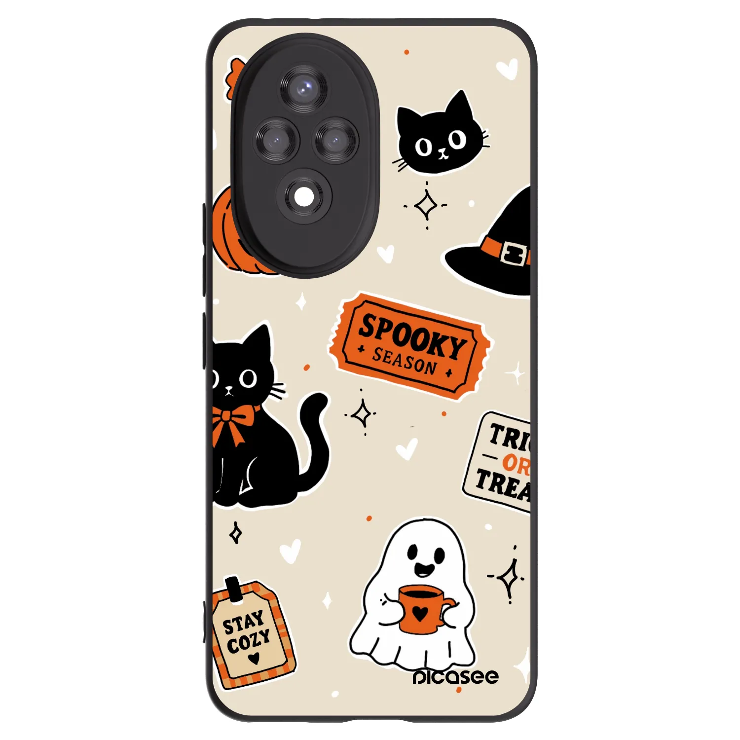 Picasee silikonowe czarne etui na Honor 200 5G - Halloween stickers