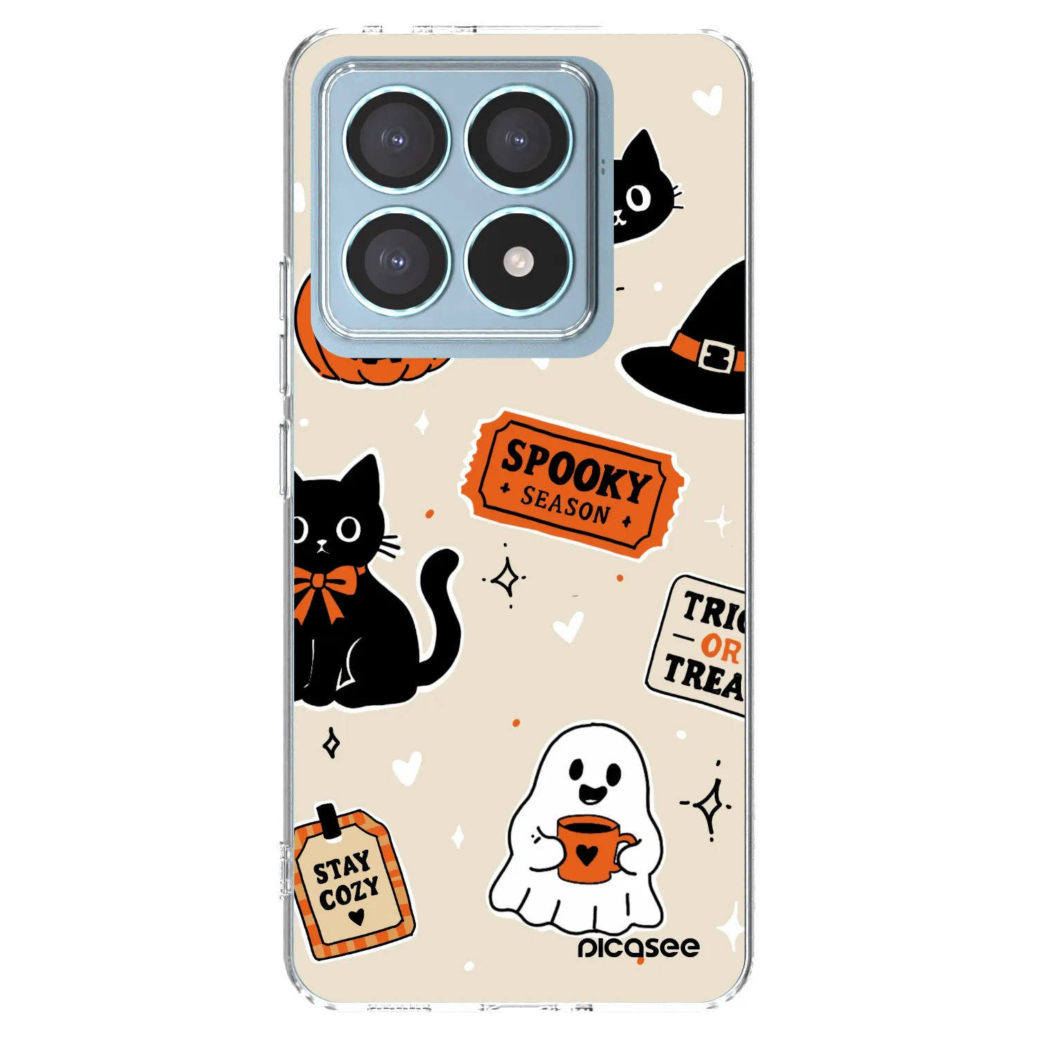 Picasee silikonowe przeźroczyste etui na Xiaomi 14T Pro - Halloween stickers
