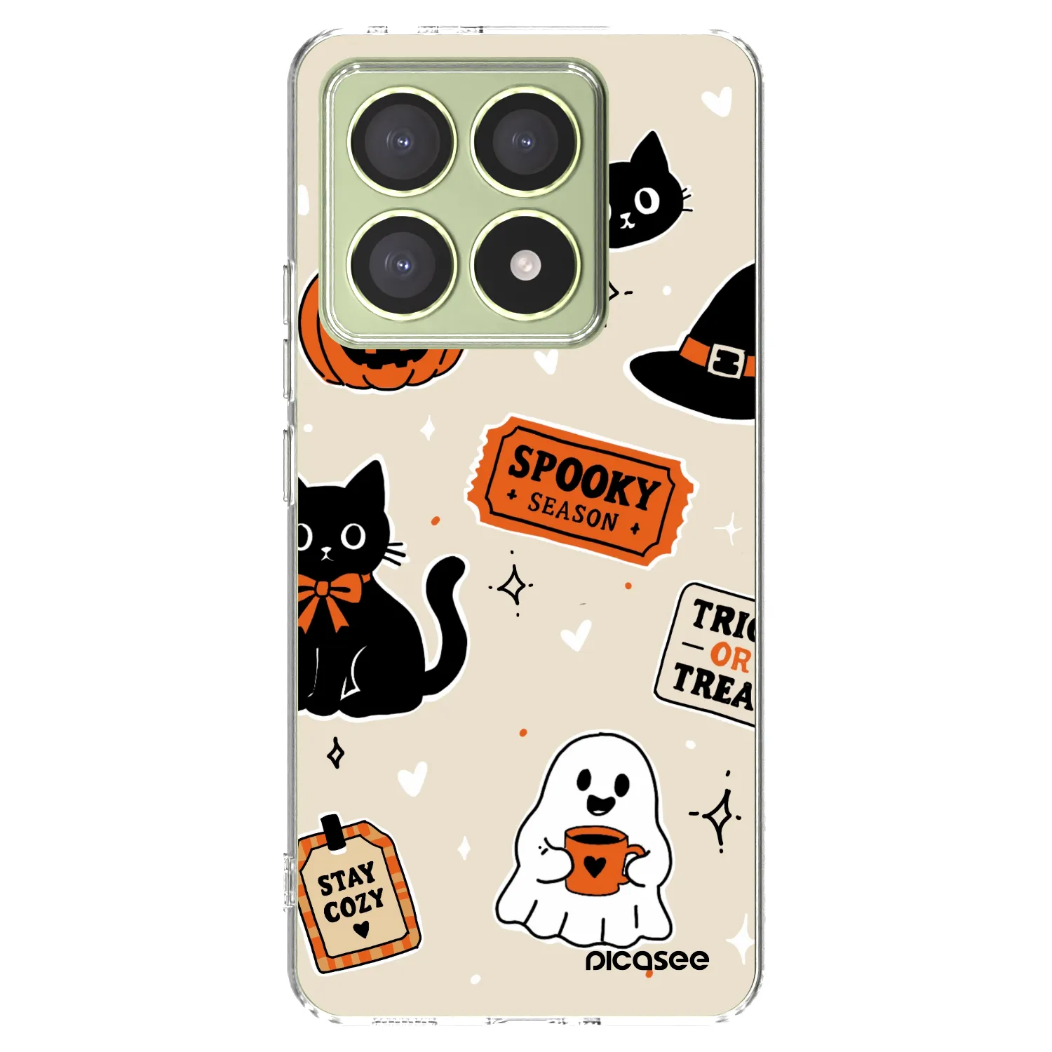 Picasee silikonowe przeźroczyste etui na Xiaomi 14T - Halloween stickers