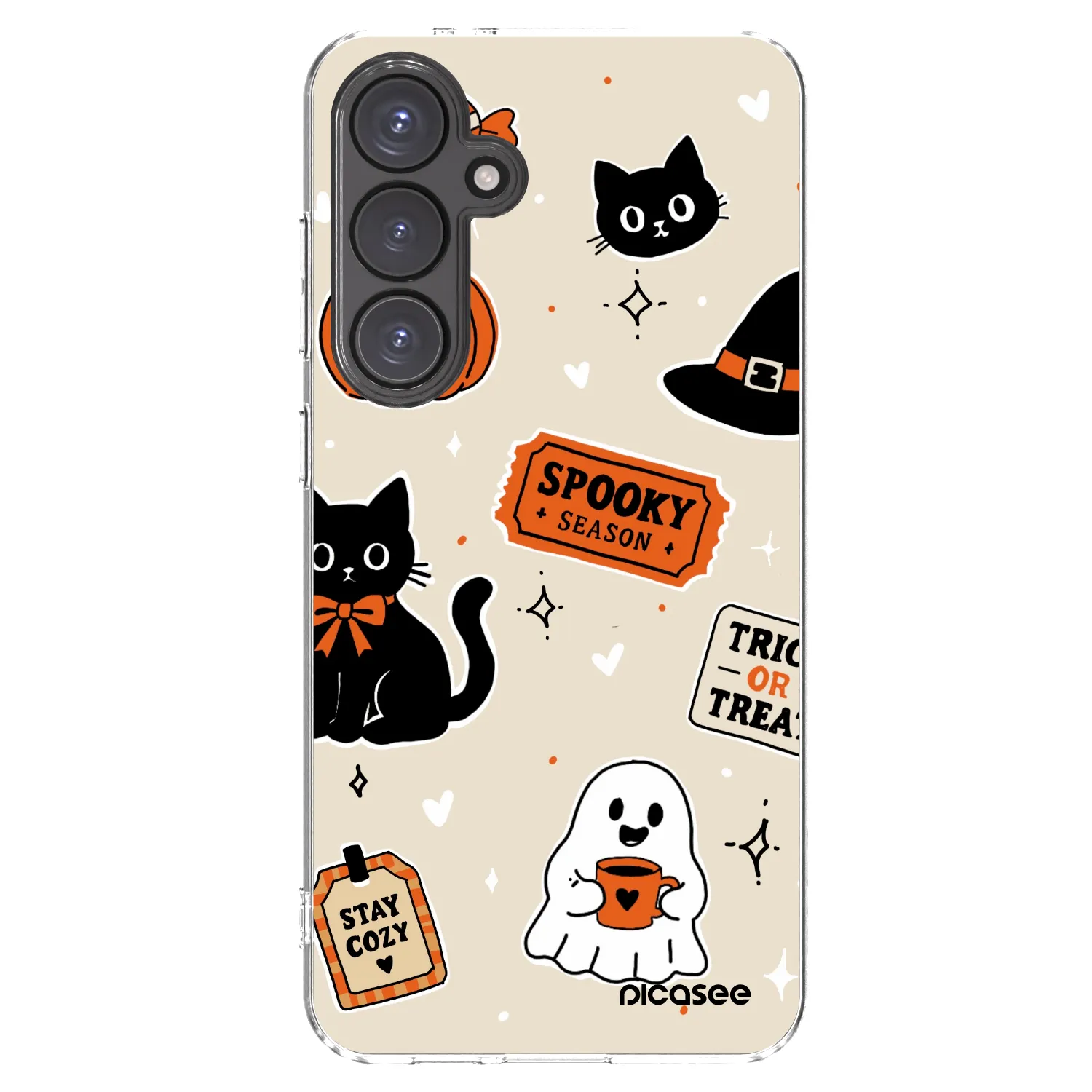 Picasee silikonowe przeźroczyste etui na Samsung Galaxy S24 FE S721B - Halloween stickers
