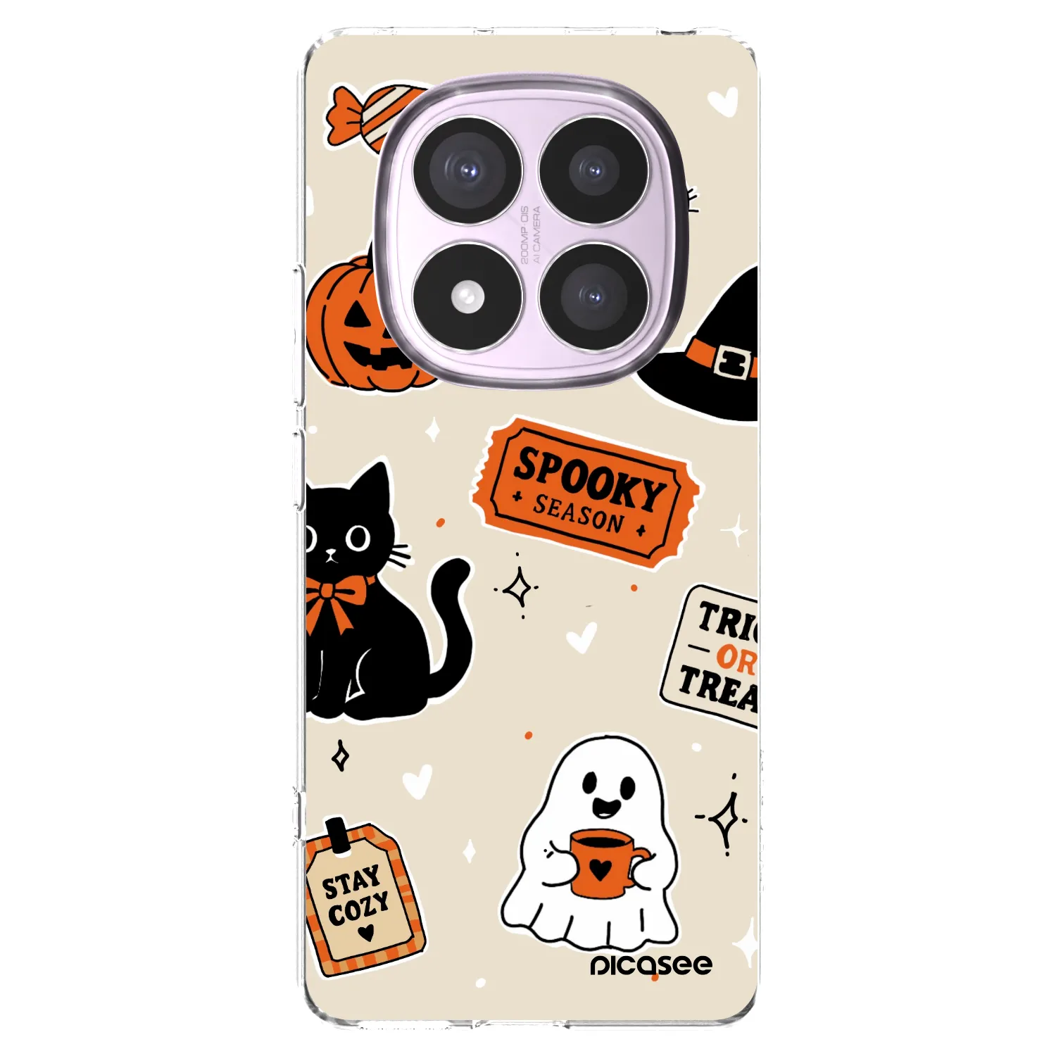 Picasee silikonowe przeźroczyste etui na Xiaomi Redmi Note 14 Pro 5G - Halloween stickers