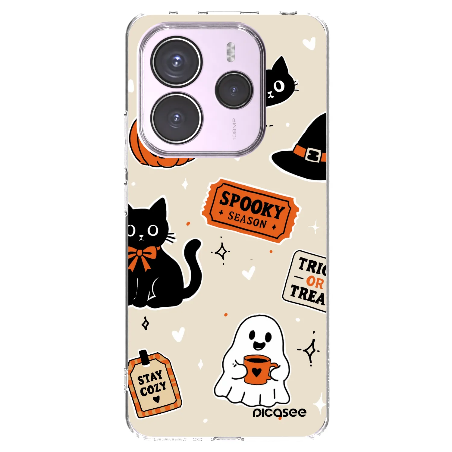 Picasee silikonowe przeźroczyste etui na Xiaomi Redmi Note 14 5G - Halloween stickers