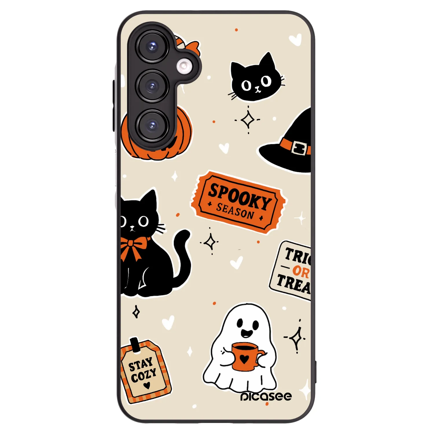 Picasee silikonowe czarne etui na Samsung Galaxy A16 5G - Halloween stickers
