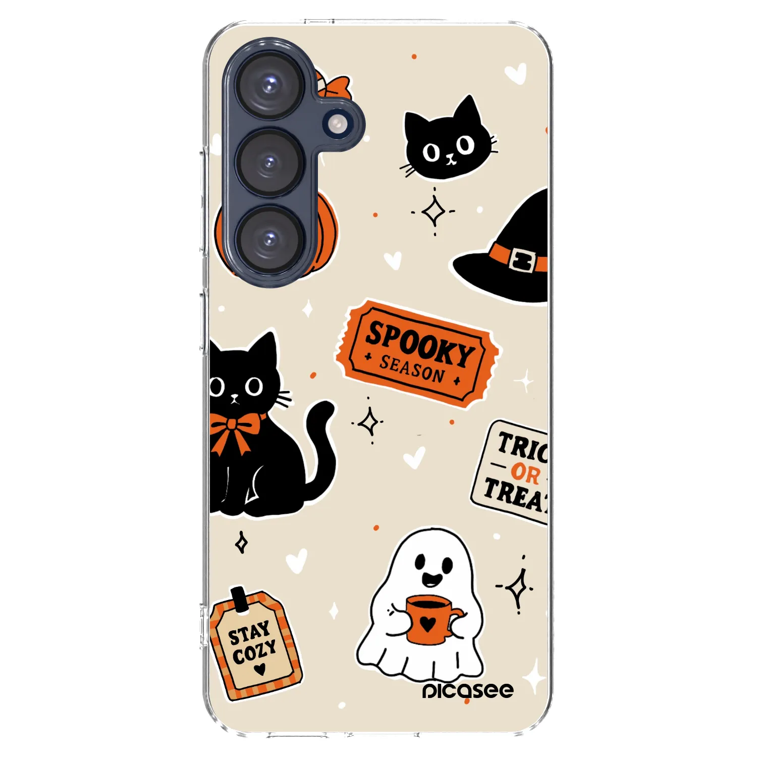 Picasee silikonowe przeźroczyste etui na Samsung Galaxy S25 5G - Halloween stickers