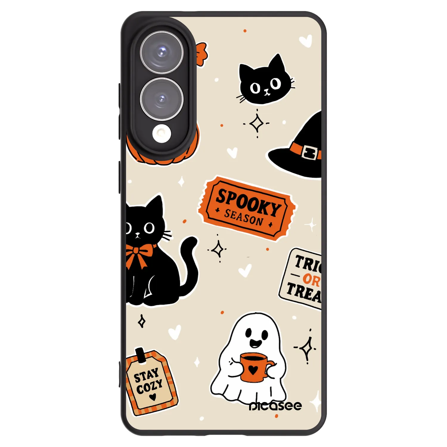 Picasee silikonowe czarne etui na Samsung Galaxy S25 Edge 5G - Halloween stickers