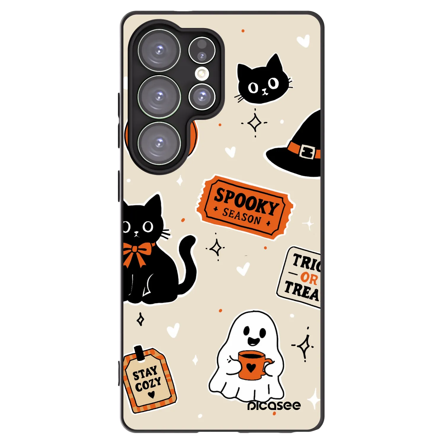 Picasee silikonowe czarne etui na Samsung Galaxy S25 Ultra 5G - Halloween stickers