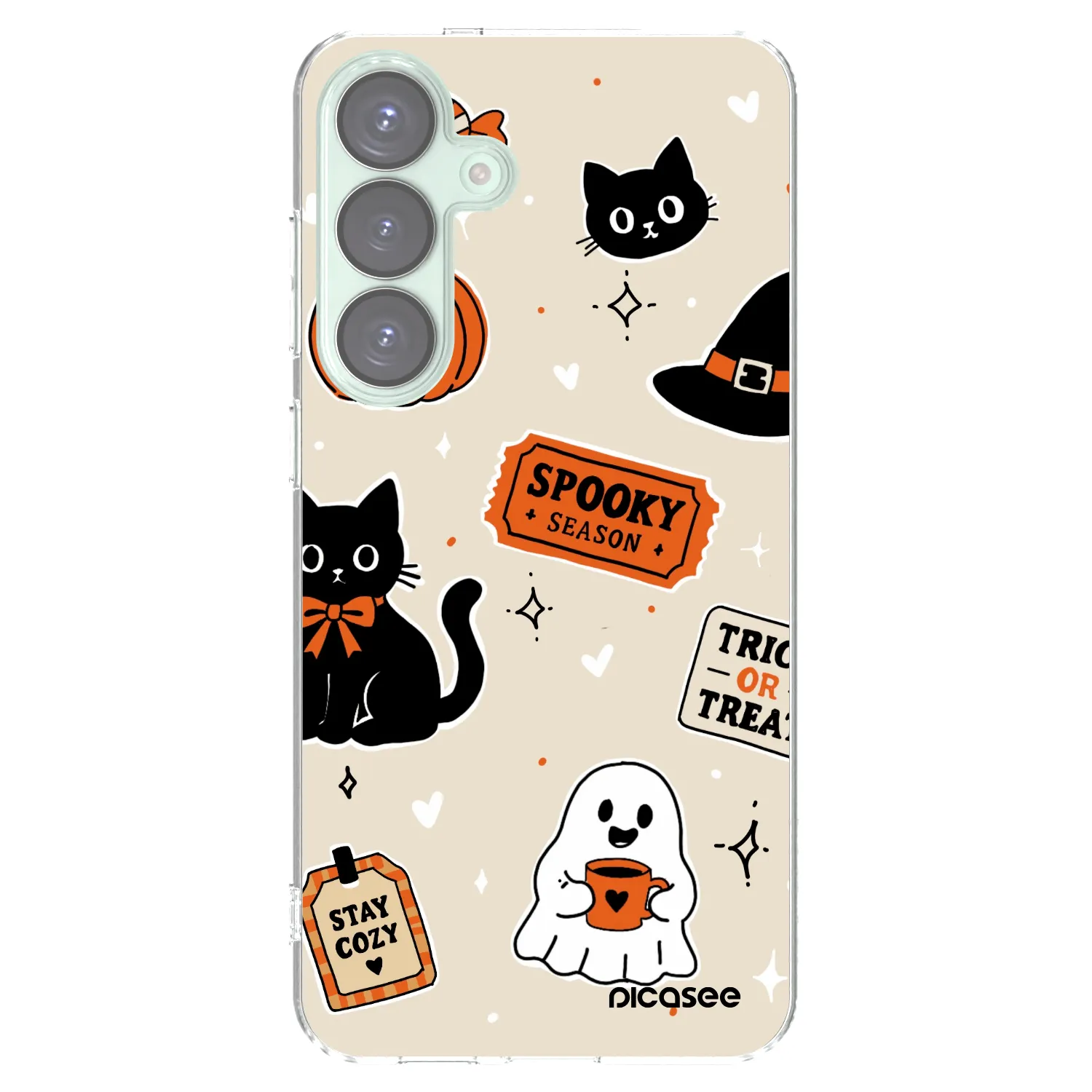 Picasee silikonowe przeźroczyste etui na Samsung Galaxy S25+ 5G - Halloween stickers