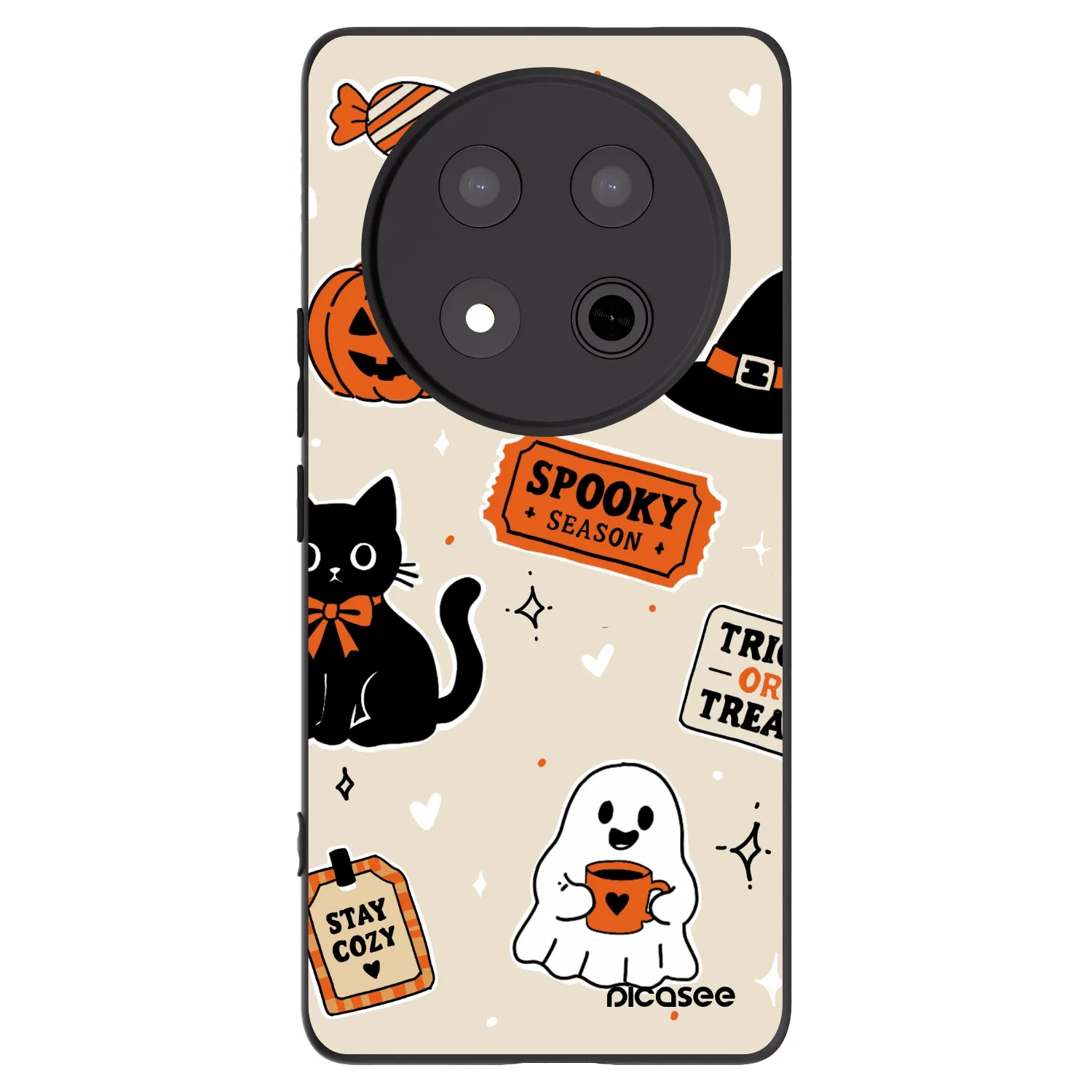 Picasee silikonowe czarne etui na Honor Magic7 Lite 5G - Halloween stickers