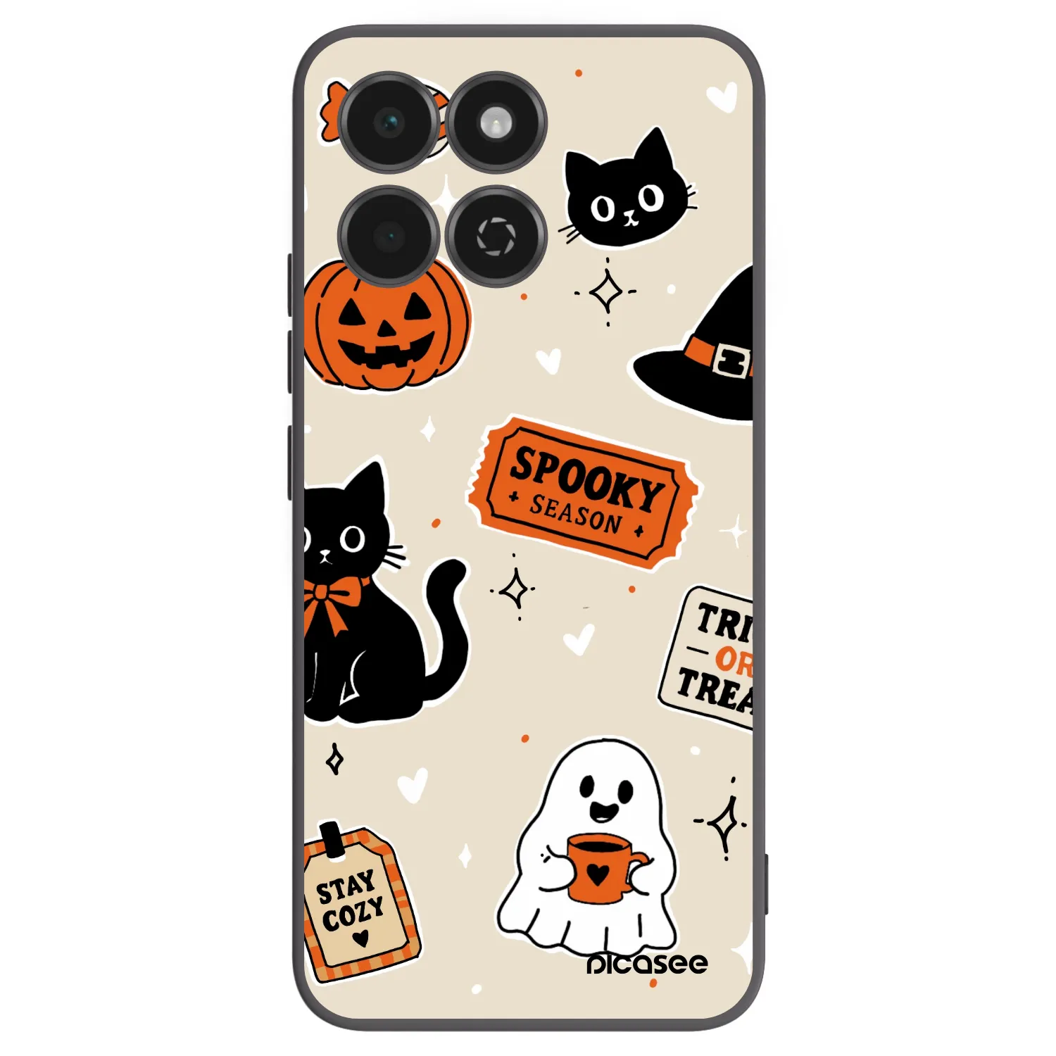 Picasee silikonowe czarne etui na Honor 200 Smart 5G - Halloween stickers