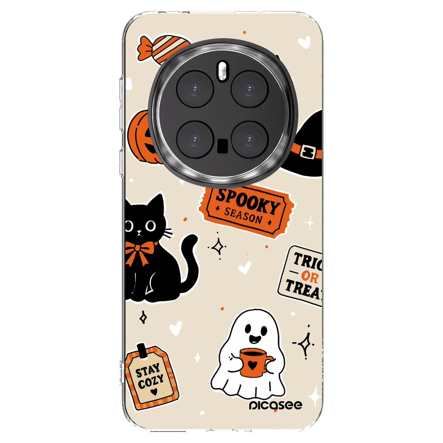 Picasee silikonowe przeźroczyste etui na Honor Magic7 Pro 5G - Halloween stickers
