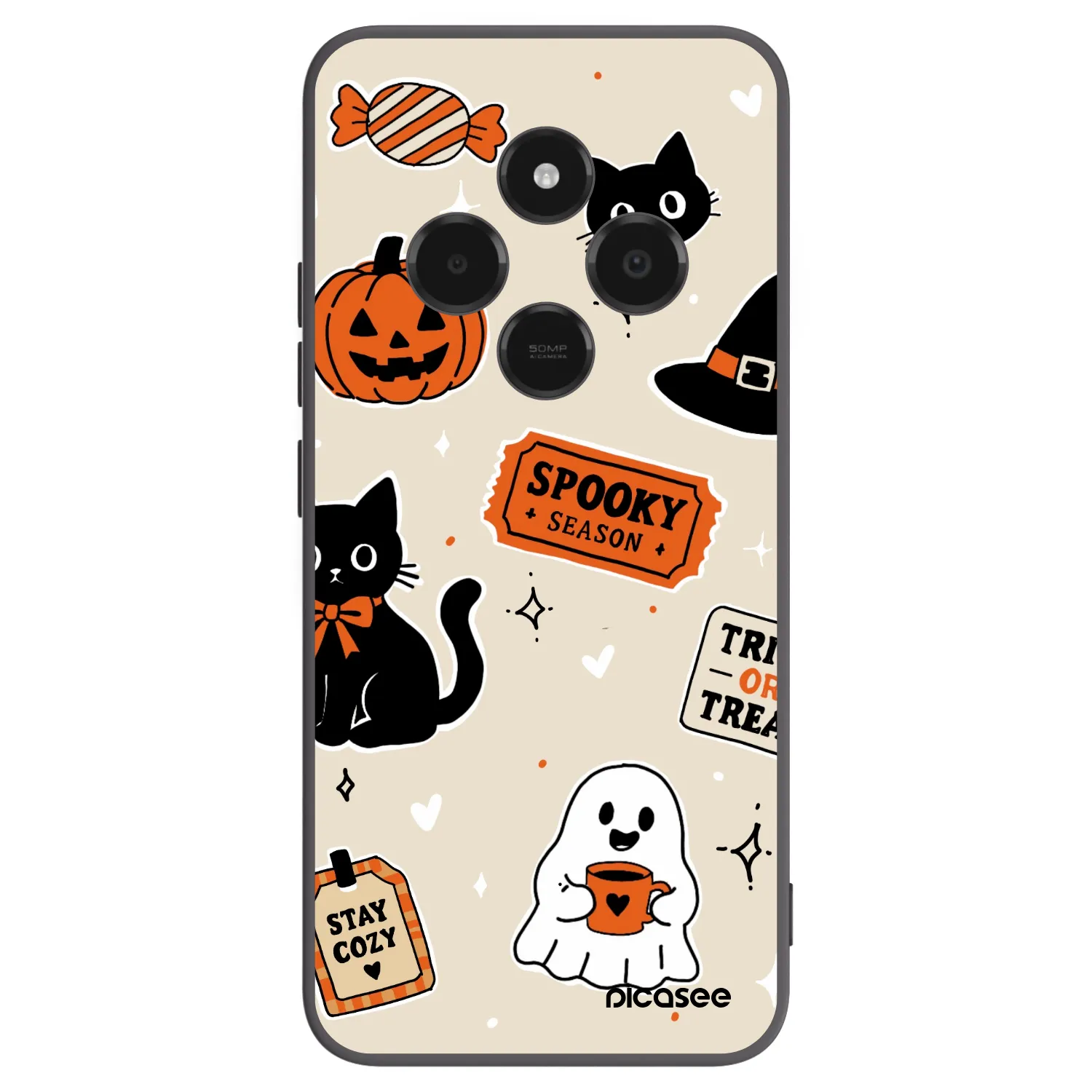 Picasee silikonowe czarne etui na Xiaomi Poco C75 - Halloween stickers
