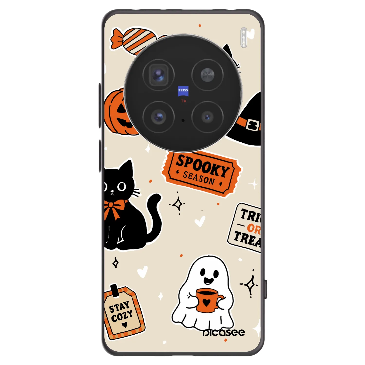 Picasee silikonowe czarne etui na Vivo X200 Pro - Halloween stickers