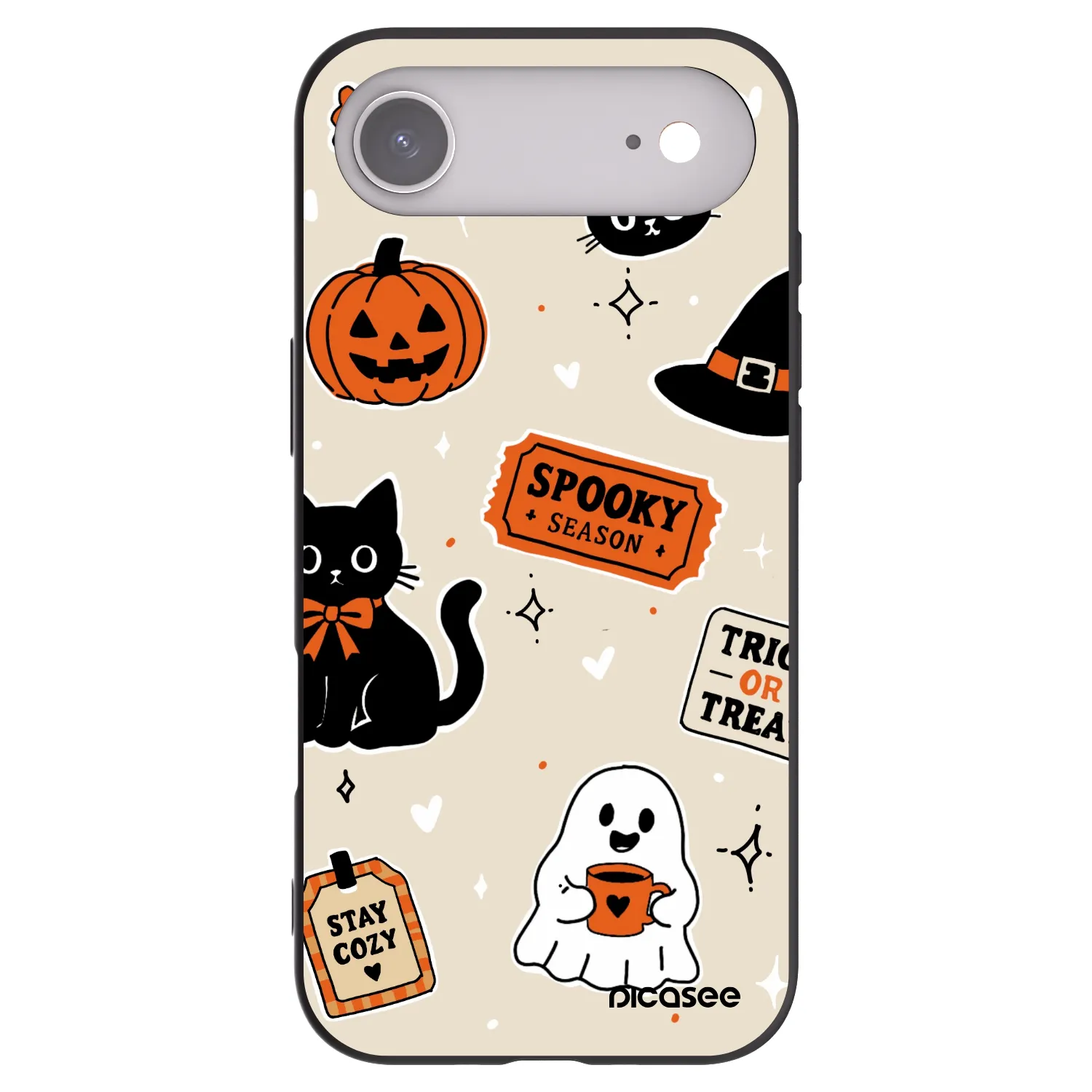 Picasee silikonowe czarne etui na Apple iPhone Air - Halloween stickers